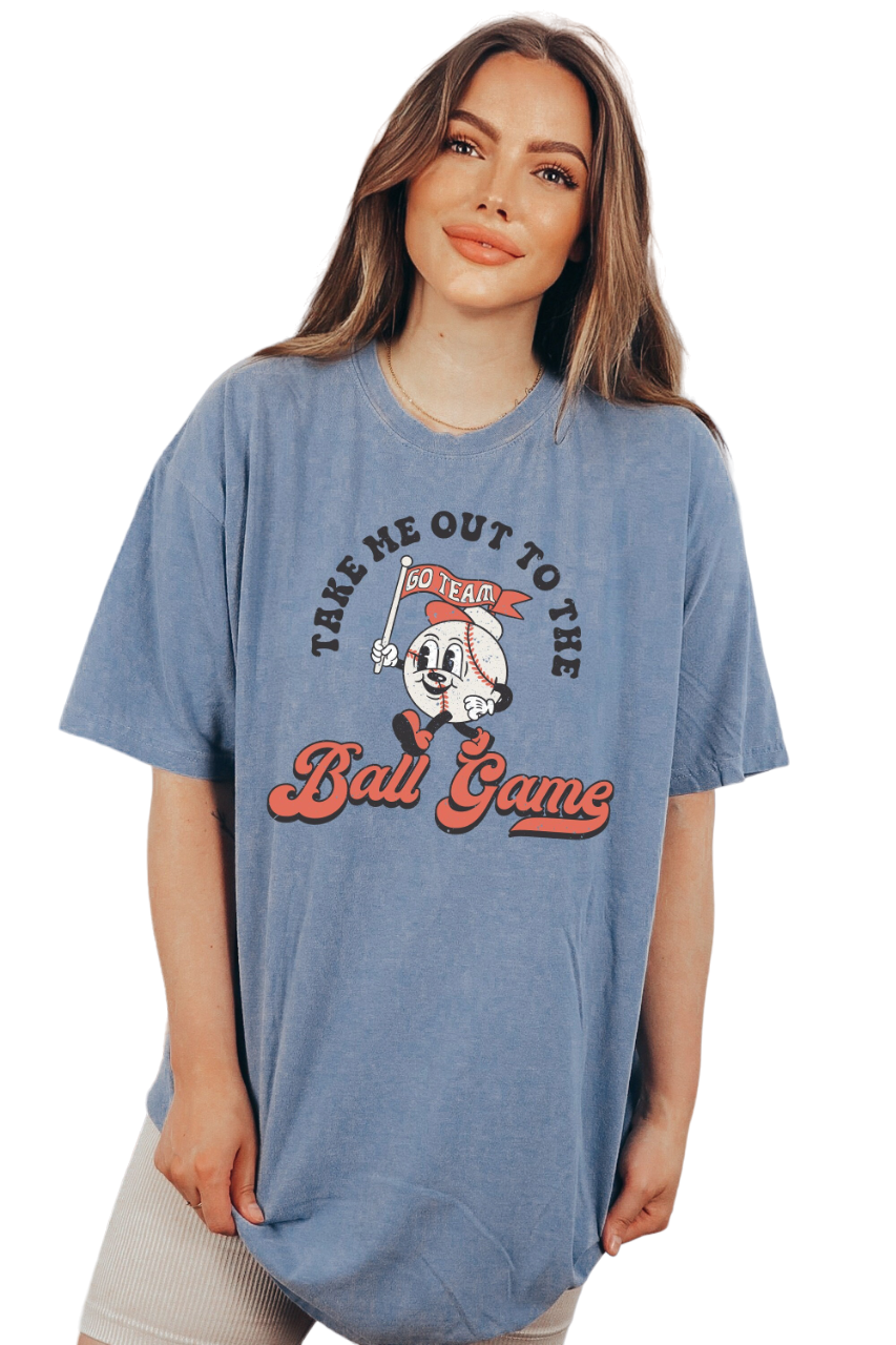 Vintage Washed Tee, Take Me Out To The Ball Game, Sports Shirt, Baseball Biggest Fan, Parents of