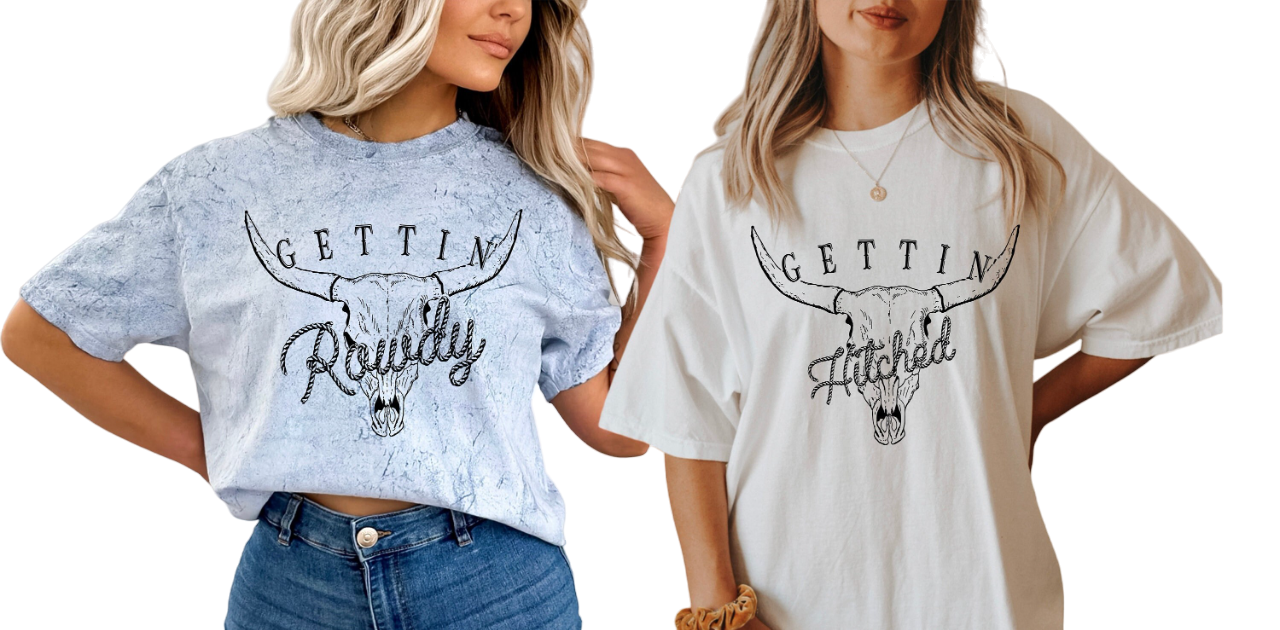 Tie Dye Vintage Washed Tee, Bachelorette Party Shirts, Western, Getting Hitched, Getting Rowdy,