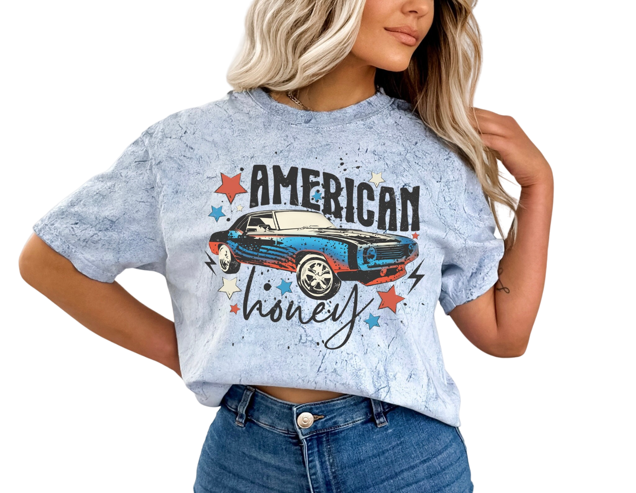 Retro USA Tie Dye Vintage Washed shirt,American Honey ,Retro fourth shirt, Womens 4th of July