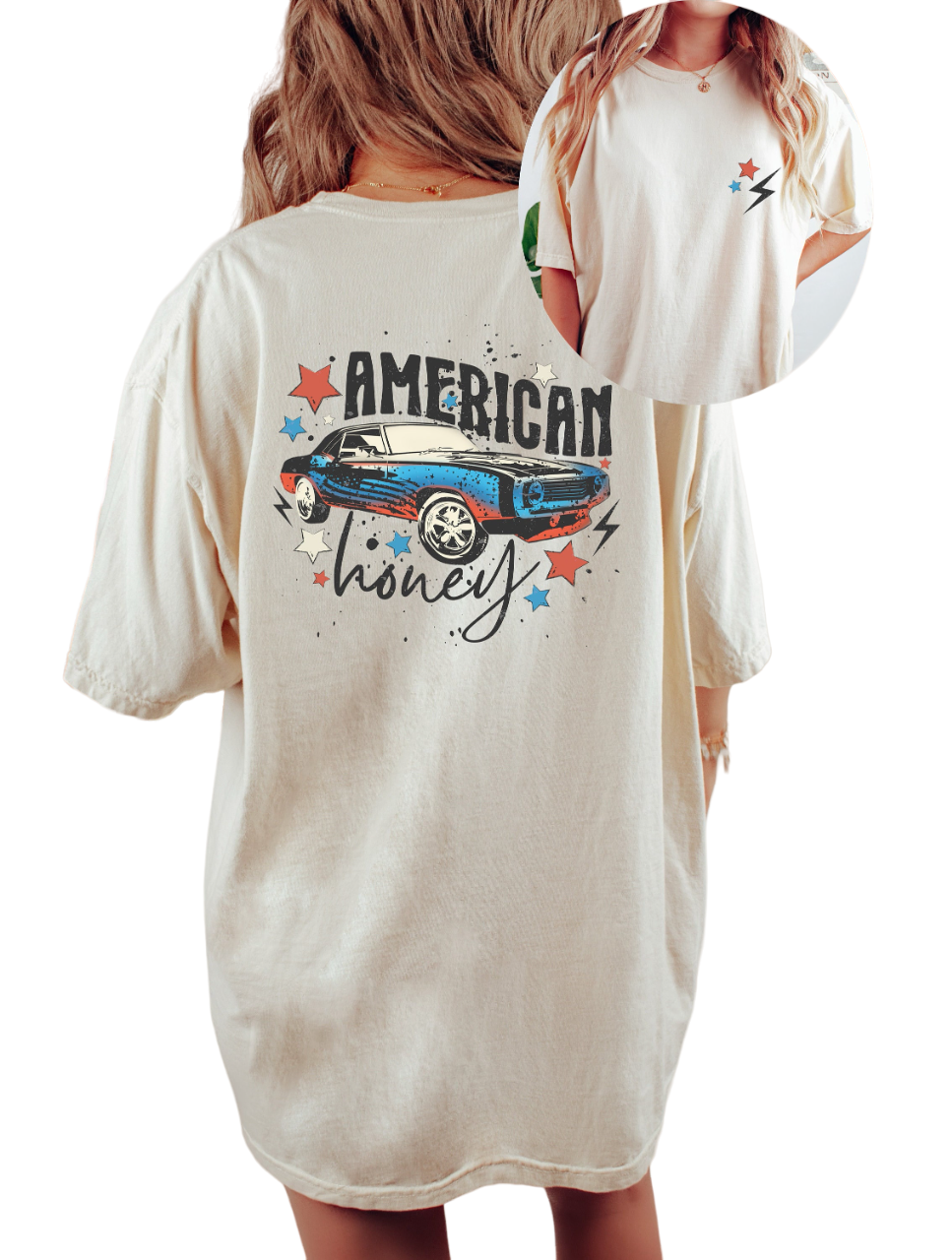 Retro USA Vintage Washed shirt, 4th of July tee, Retro American Honey shirt, Womens 4th of July