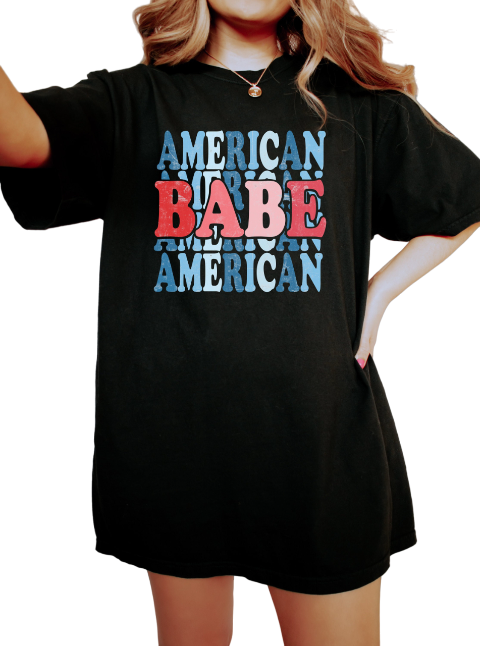 Retro American Babe USA shirt,4th of July tee, Retro funny fourth shirt, Womens 4th of July