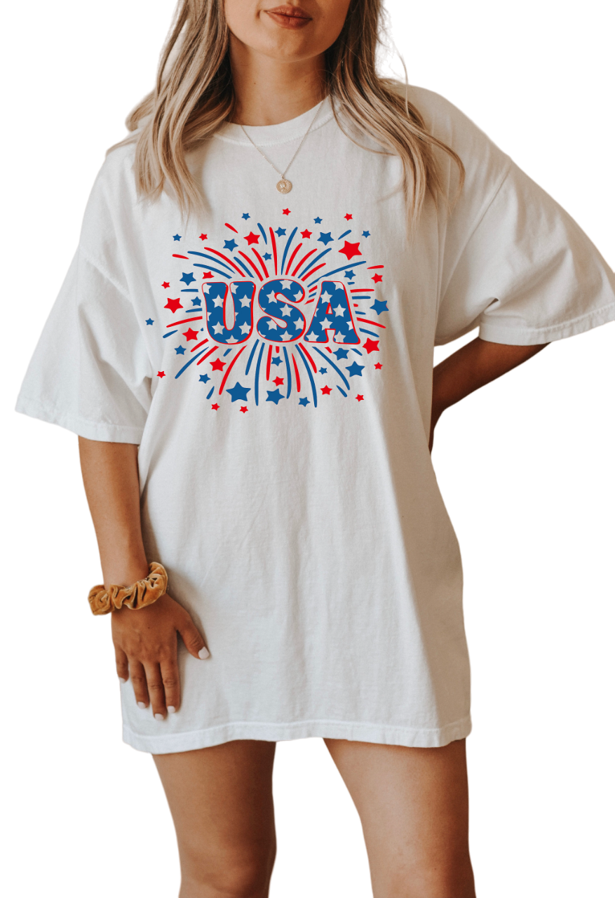 Retro America Fire Works USA shirt,4th of July tee,Retro funny fourth shirt, Women 4th of July