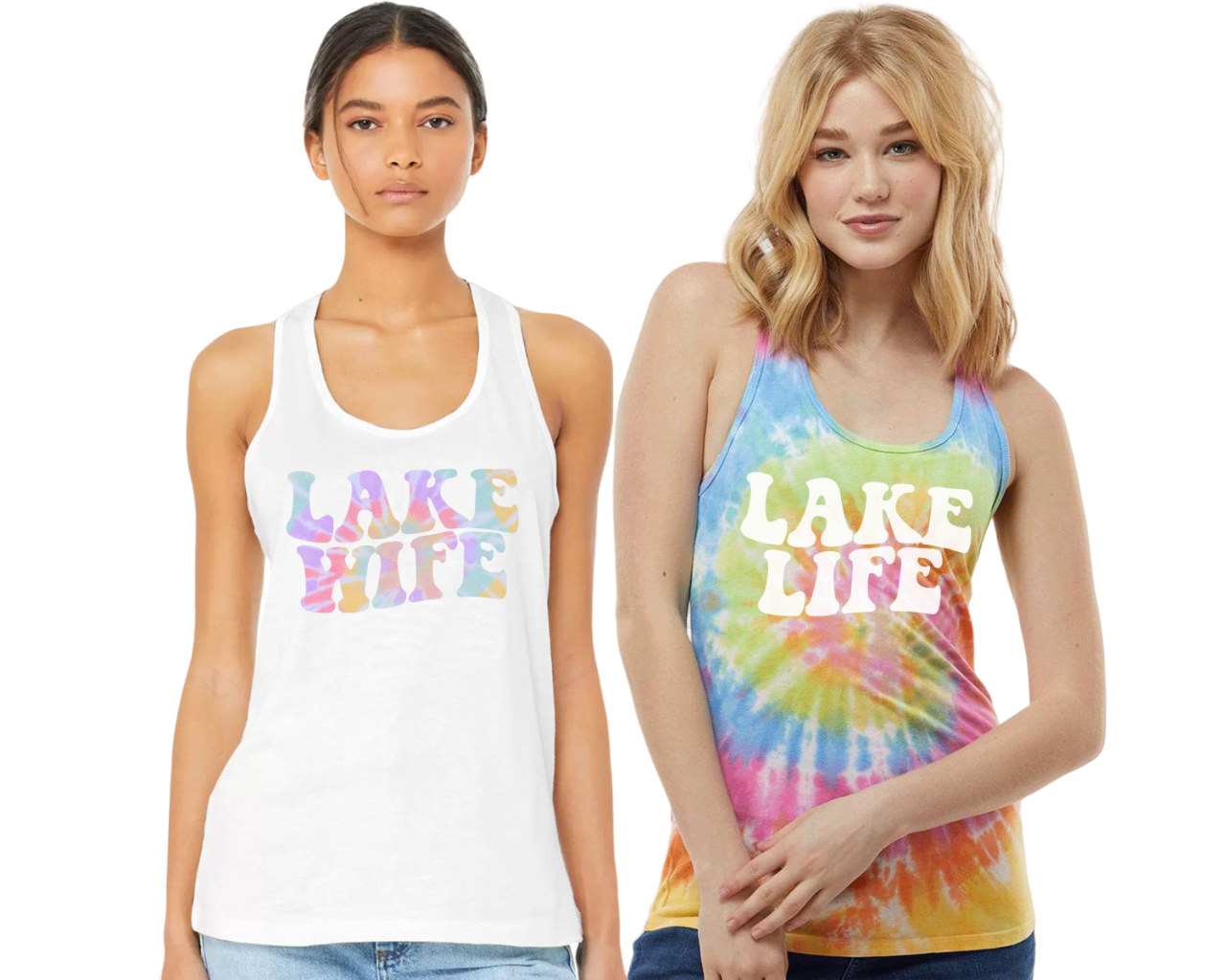 Bachelorette Party Tie Dye Tank Tops, Lake Life, Lake Wife, Retro Bridal Party Tank, Girls Trip,