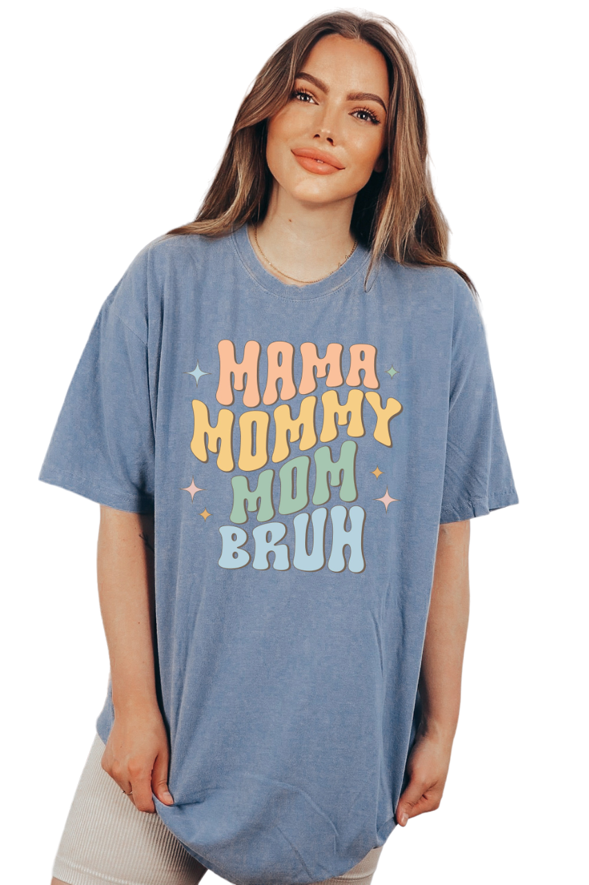 Vintage Washed Tee, Momma Mommy Mom Bruh Shirt, Girl Mom, Mom T-shirt, Funny Mom Shirt, Mom Gift,