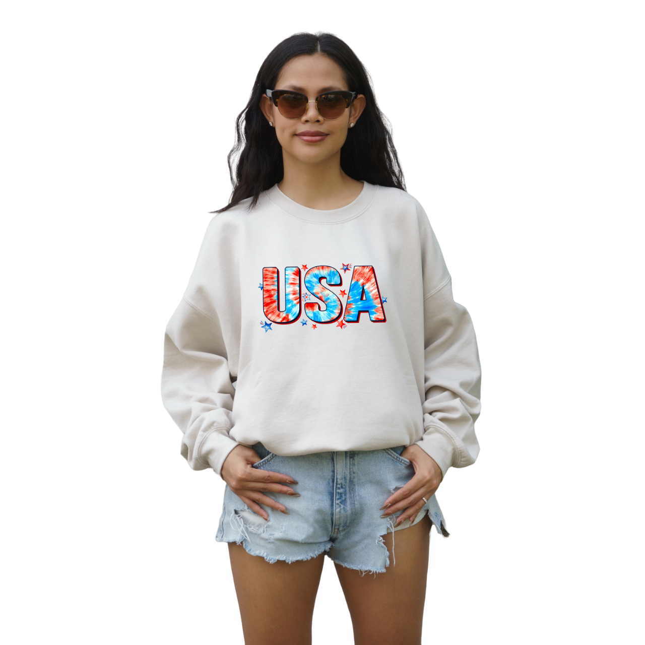 Retro Fourth of July Sweatshirt, Tie Dye USA, America, 4th of July Sweater, America Pullover, Womens