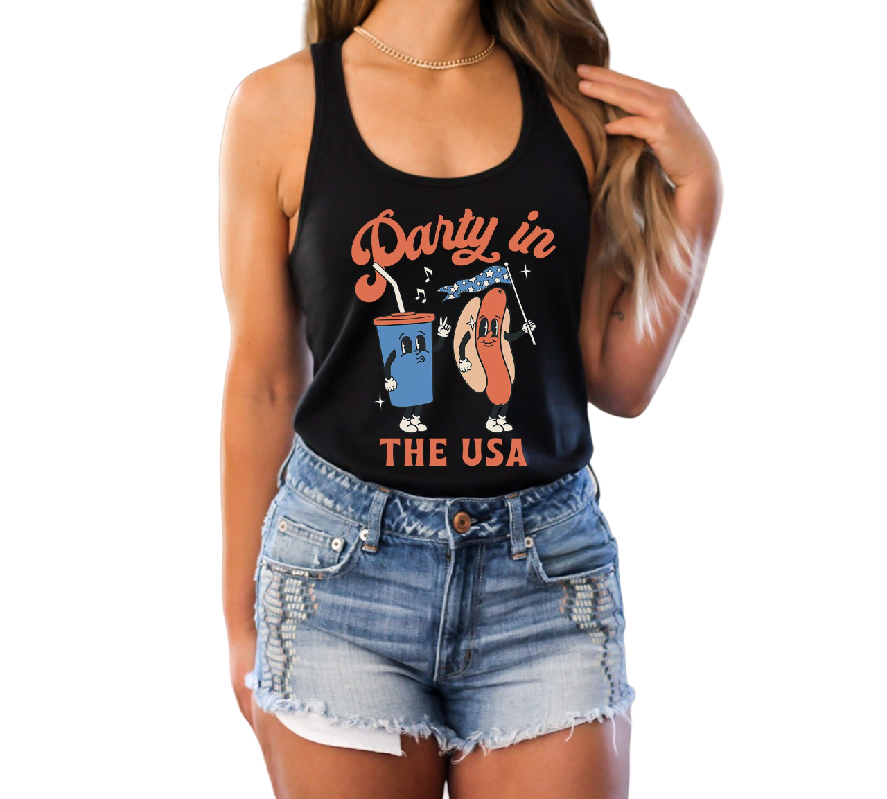 Retro Party in the USA Tank Top, 4th of July Tank, Retro funny fourth Tank, Womens 4th of July Tank,