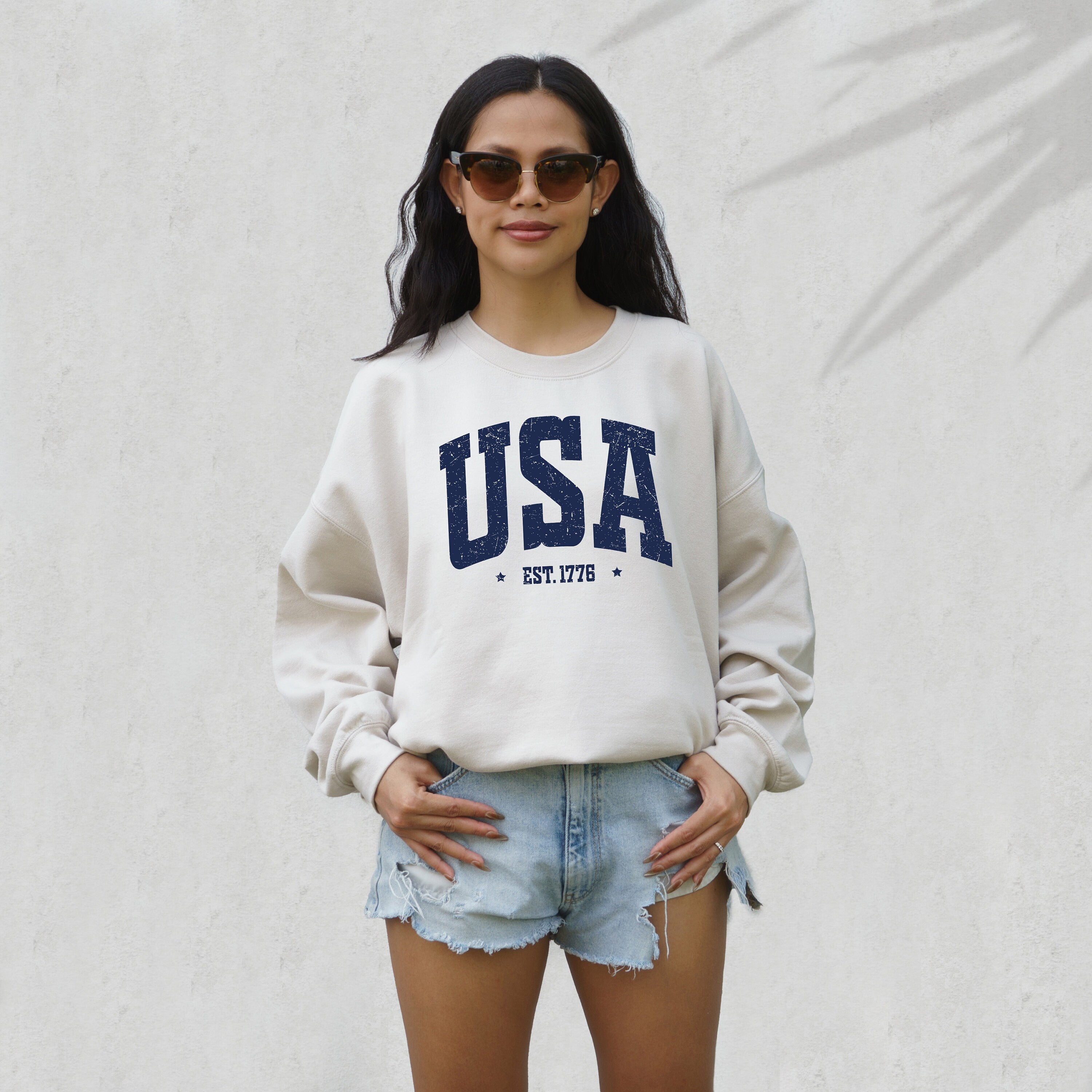 Retro Fourth of July Sweatshirt, USA, America, 1776, 4th of July Sweater, America Pullover, Womens Sweatshirt, Independence Day, Patriotic