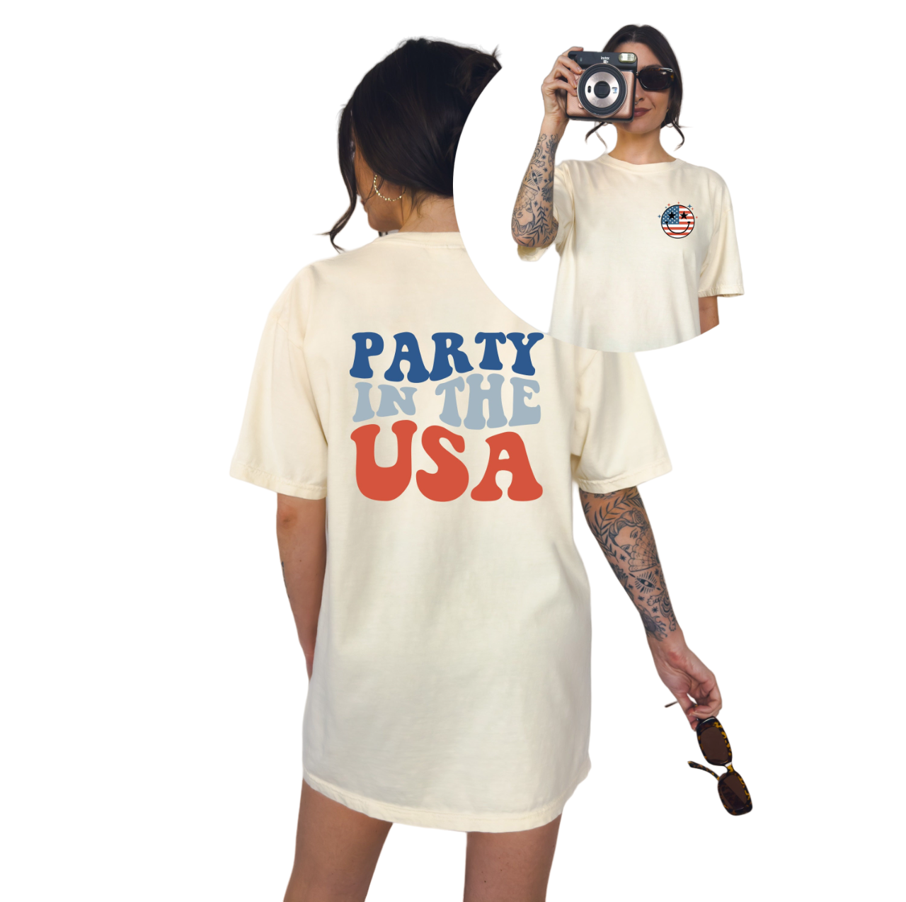 Retro USA Vintage Washed shirt, Party in the USA, 4th of July tee,Funny fourth shirt, Womens 4th of