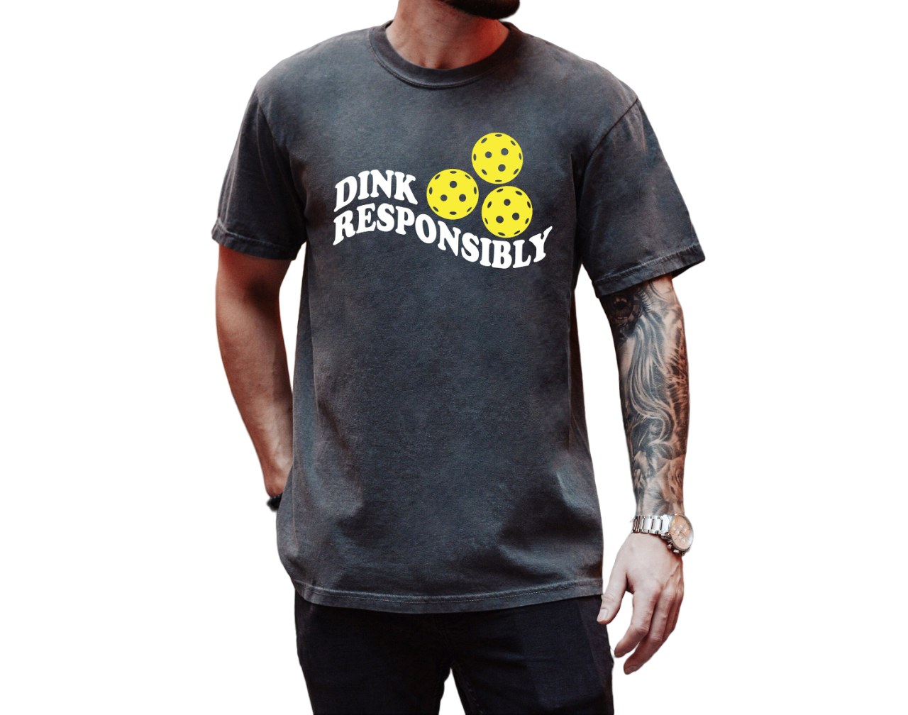 Retro Vintage Washed Tee, Pickleball, Summer, Dink Responsibly, Pickleball Fan Club, Pickleball