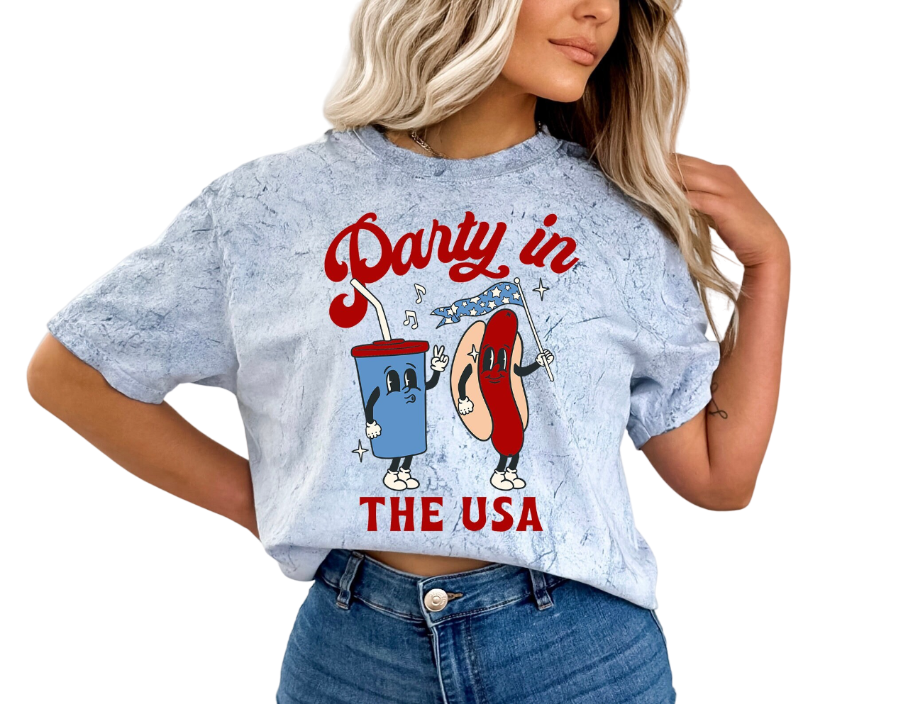 Retro USA Tie Dye Vintage Washed shirt,Tie Dye USA , Hot Dog Retro fourth shirt, 4th of July