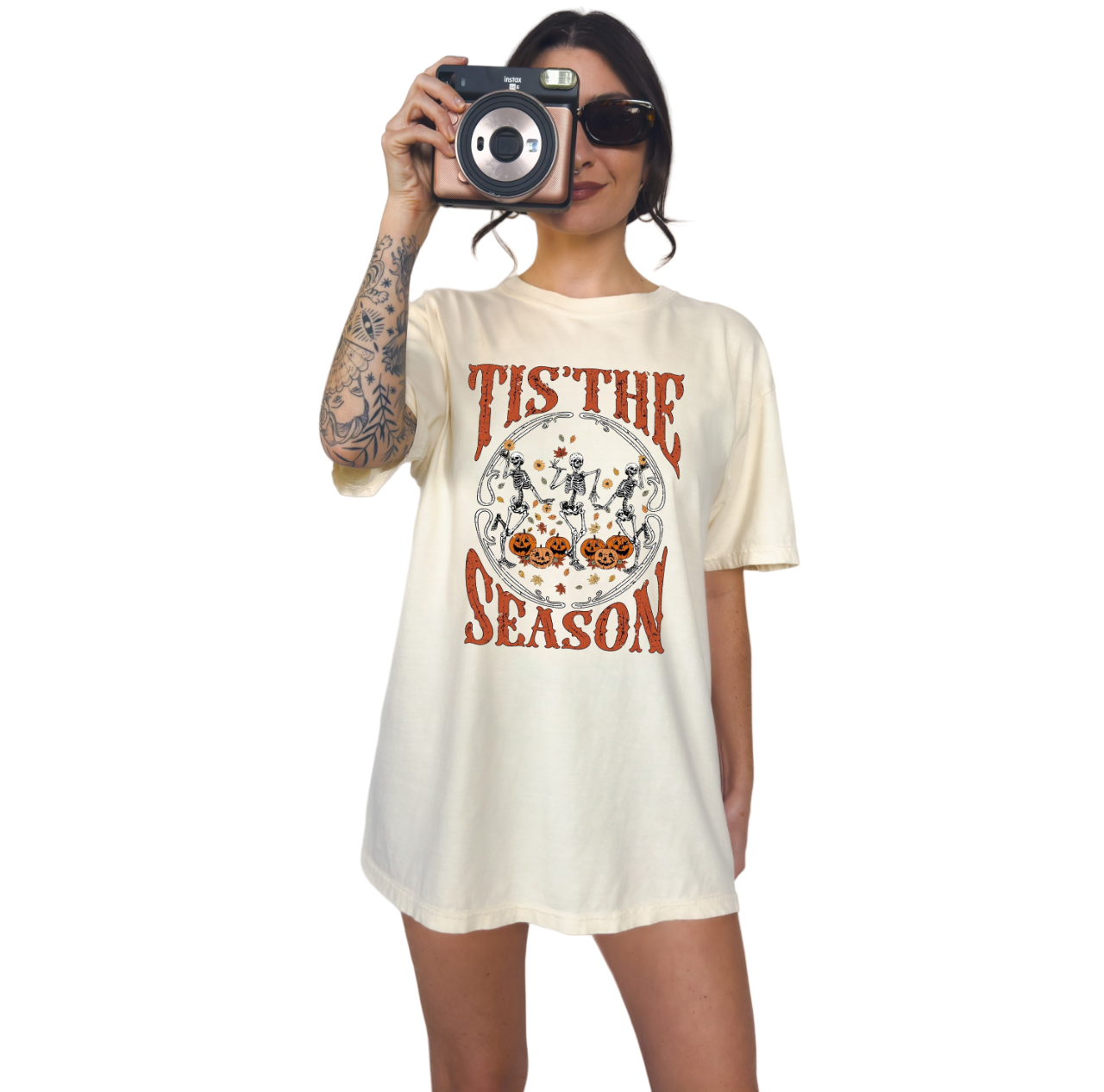 Retro Halloween Vintage Washed shirt, Stay Spooky, Pumpkin, Tis the Season, Vintage Skeleton