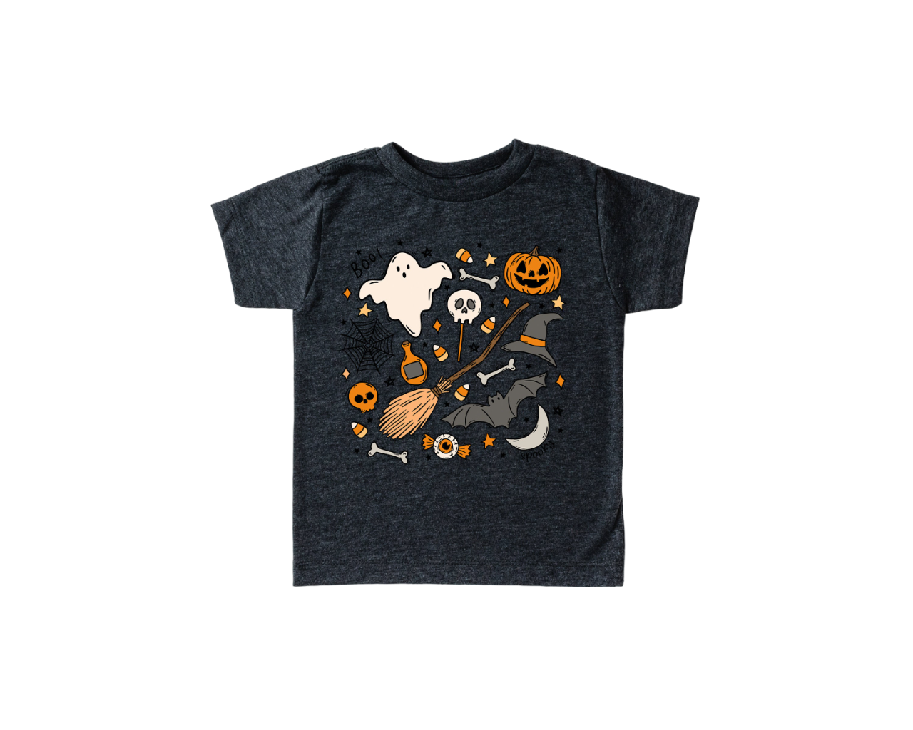 Cute Halloween Doodle Art Toddler Shirt, Cute Fall Shirt, Toddler Youth Halloween Tee, Retro Boho