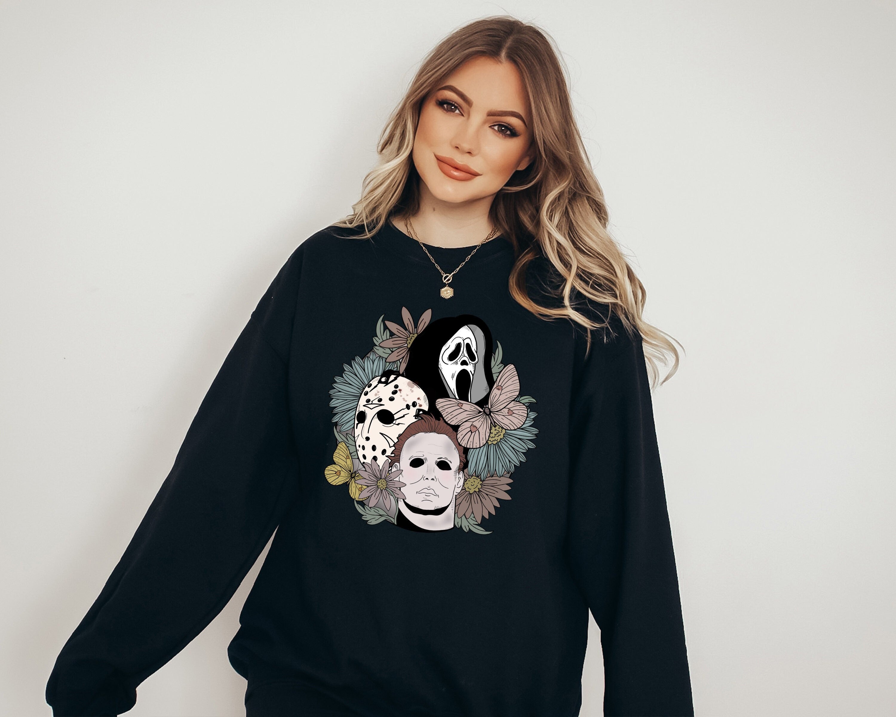 Retro Horror Movie Crewneck, Fall Design, Vintage Halloween Scary Movie Sweater, Fall Sweatshirt ,Autumn Sweater, Pumpkin Sweatshirt