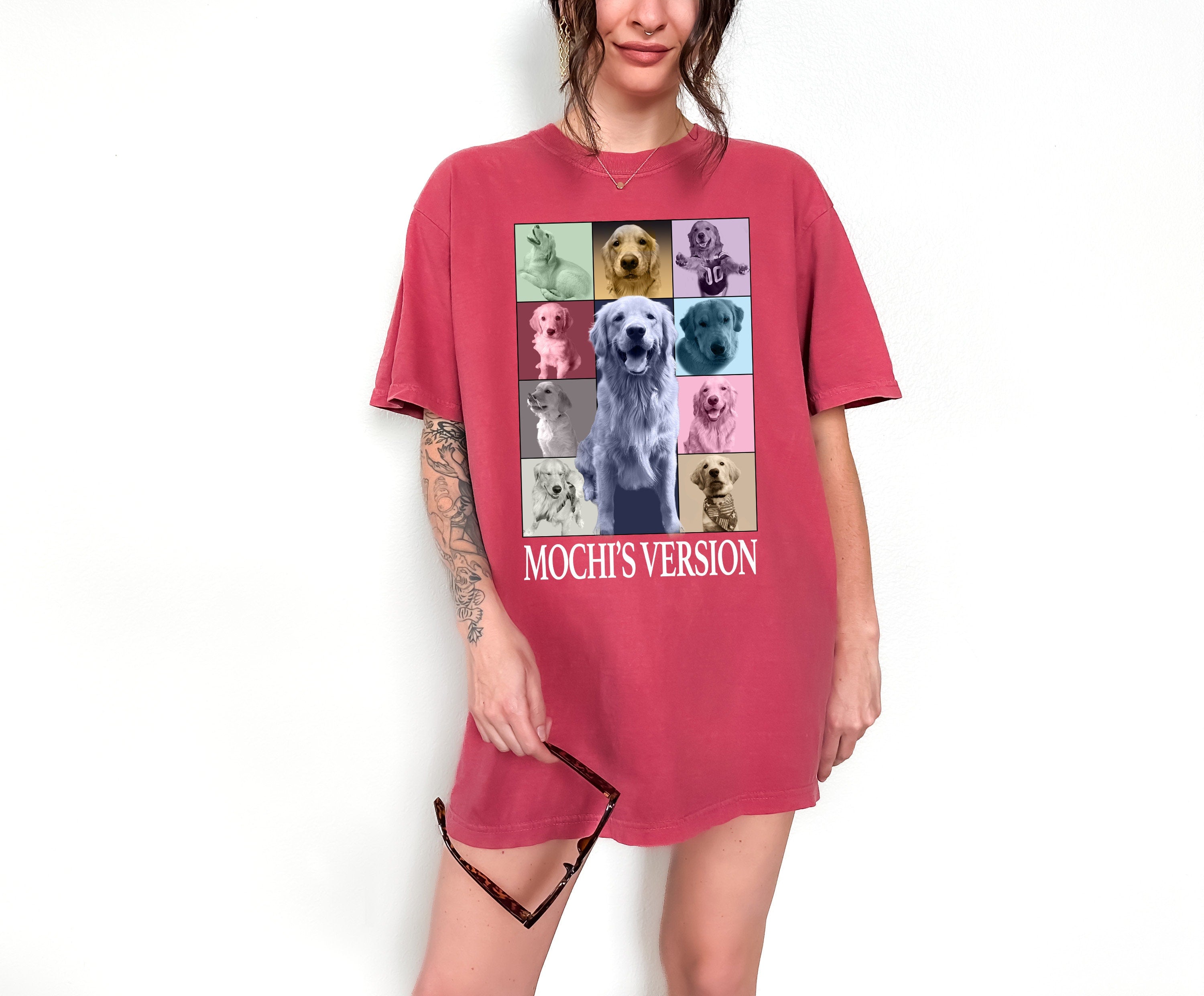 Custom Comfort Colors Dog Shirt, Retro Concert Collage Shirt, Custom Pet Era Shirt, Women's Custom T, Men's Custom T, Mochi's Version,