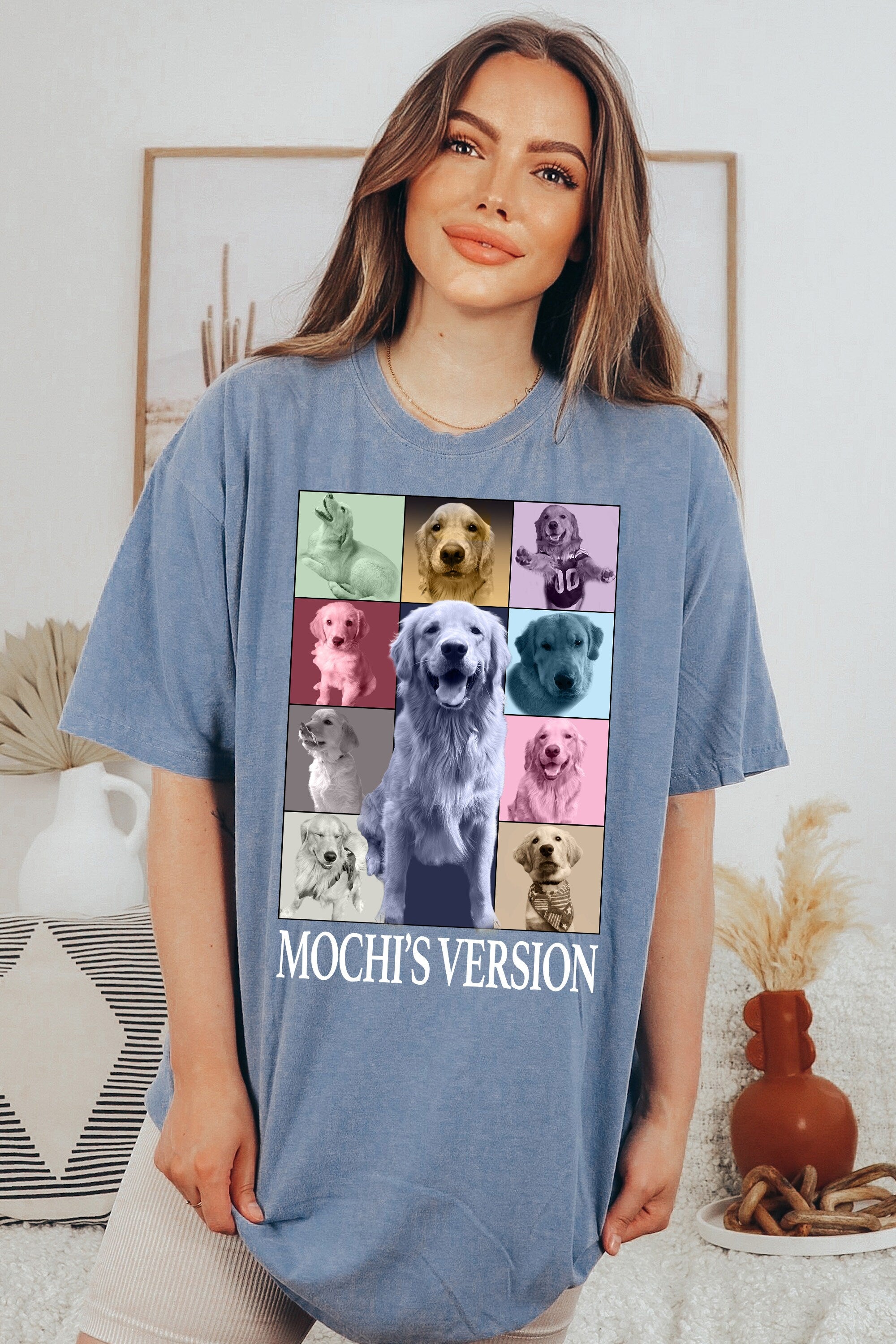 Custom Comfort Colors Dog Shirt, Retro Concert Collage Shirt, Custom Pet Era Shirt, Women's Custom T, Men's Custom T, Mochi's Version,