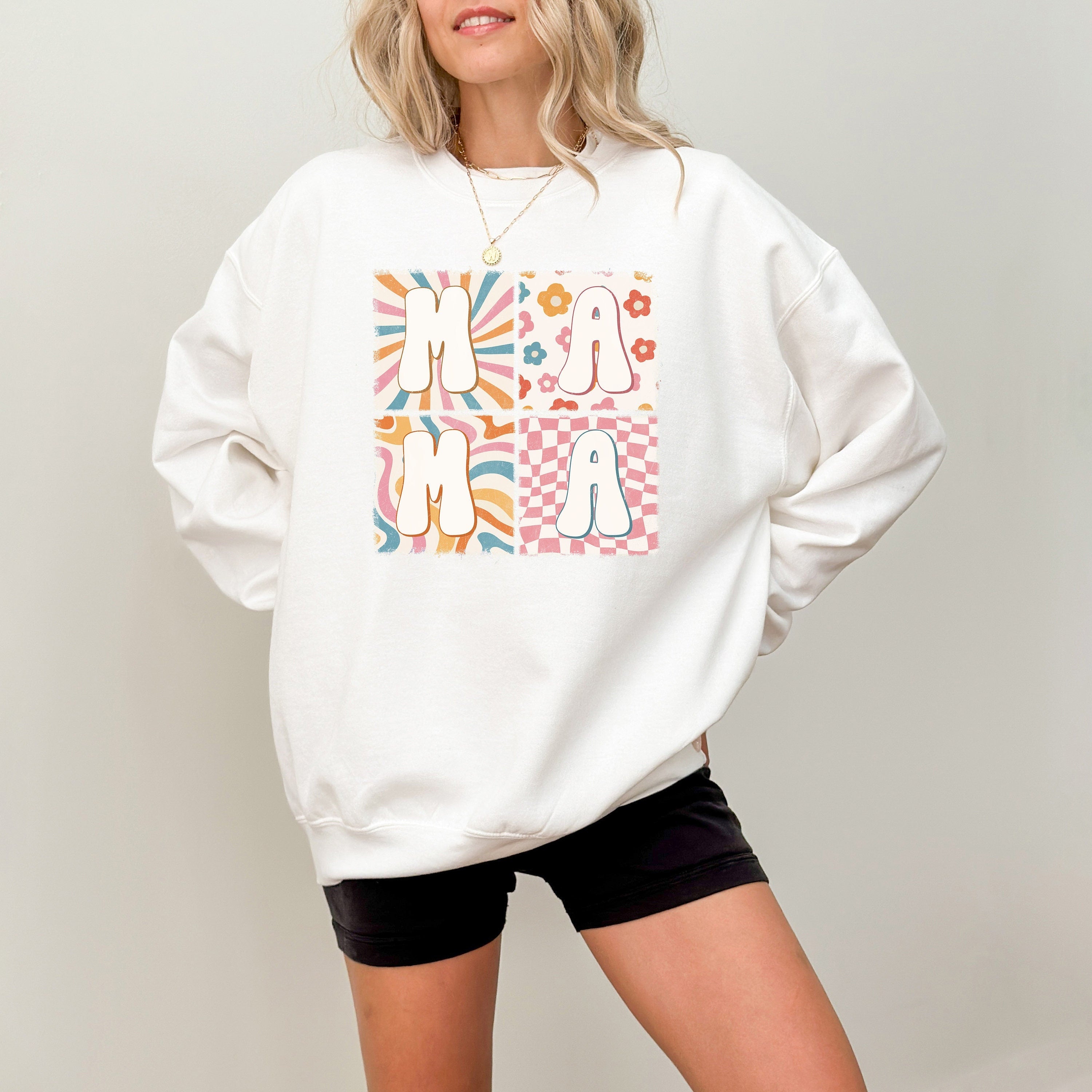 Floral Retro Mama Sweatshirt, Mother's Day Gift, Mother's Day Sweater, Mama Crewneck, Momma Crew, Vintage Sweater,