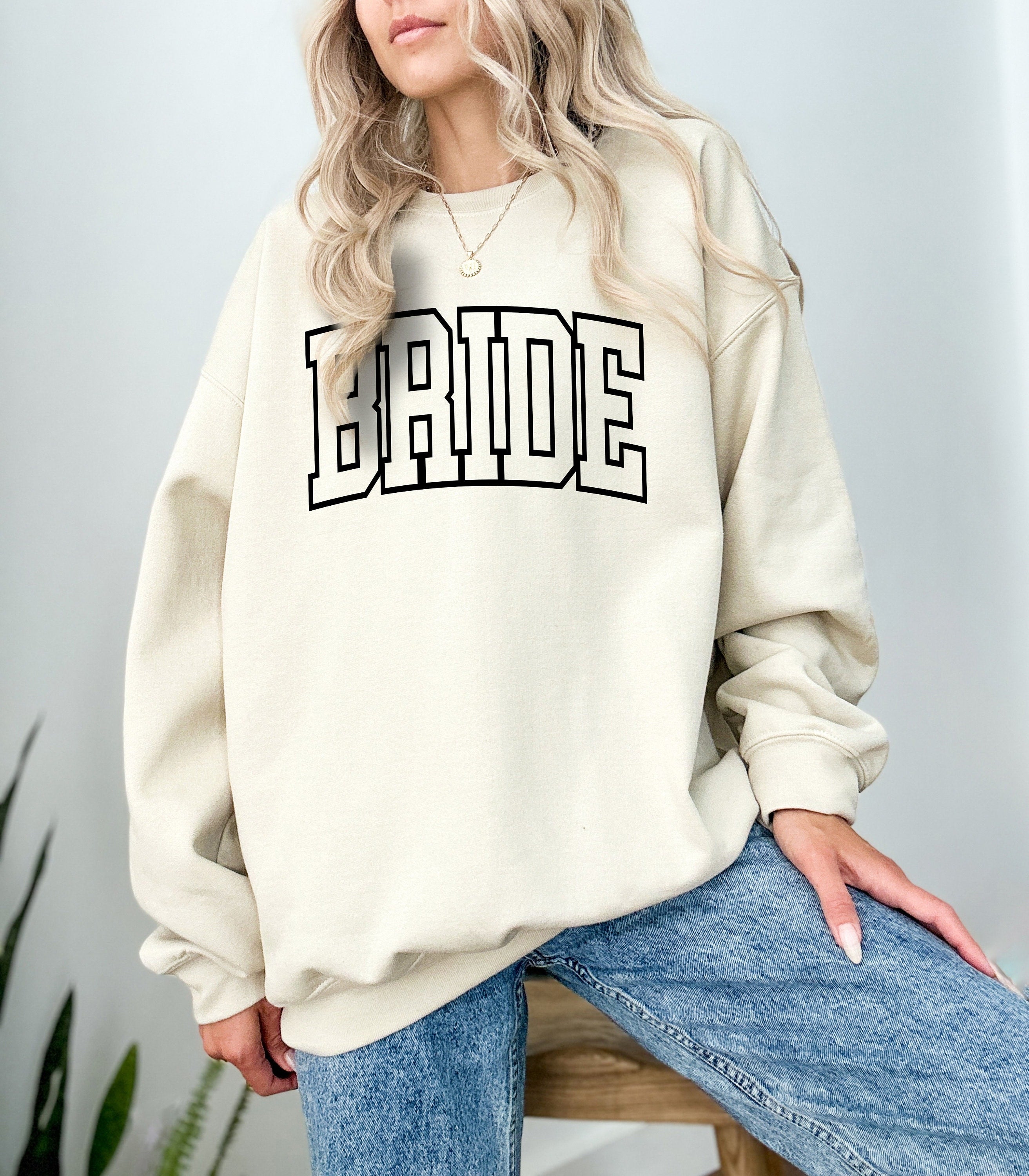 Varsity Bride crewneck Sweatshirt, Wedding Engagement Gift, Bride Gift, Bridal Shower Bachelorette Gift, Wife Shirt, Bride Sweatshirt