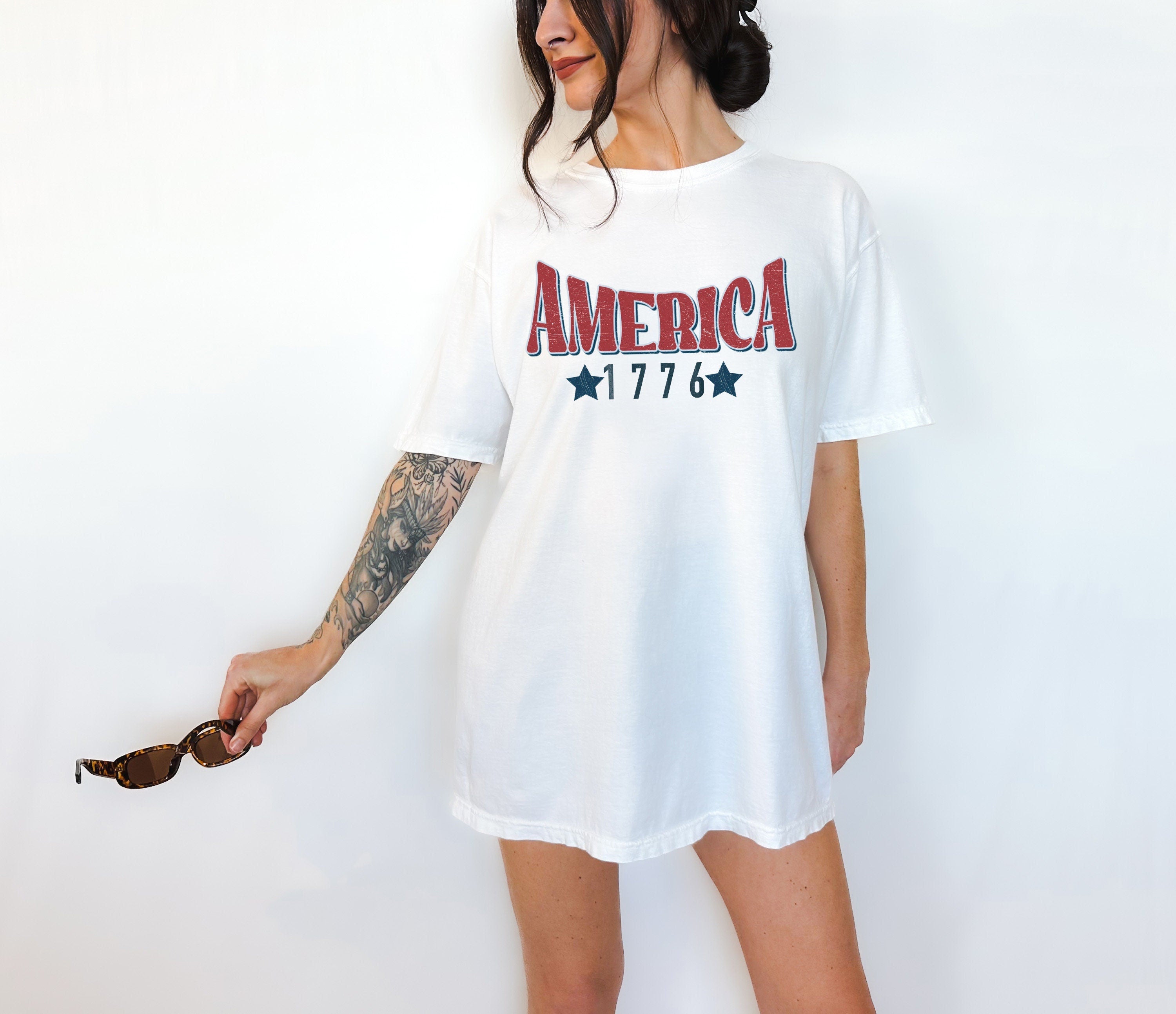 Retro America 1776 July 4th shirt,4th of July tee Retro funny fourth shirt Womens 4th of July Tee, America Patriotic Shirt, Independence Day