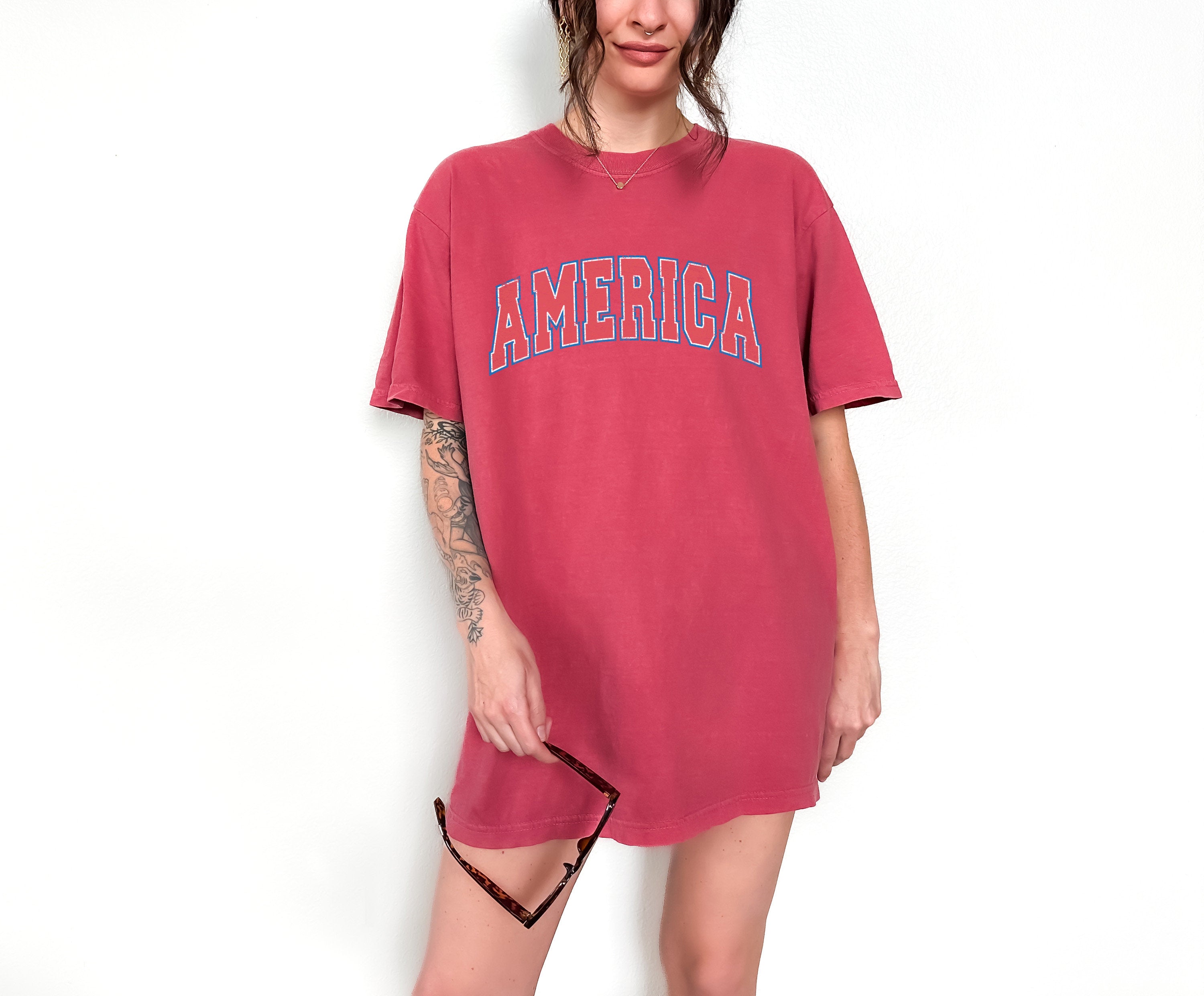 Retro Red America July 4th Comfort Colors shirt July 4th T Cute fourth shirt Womens 4th of July Tee America Patriotic Shirt Independence Day