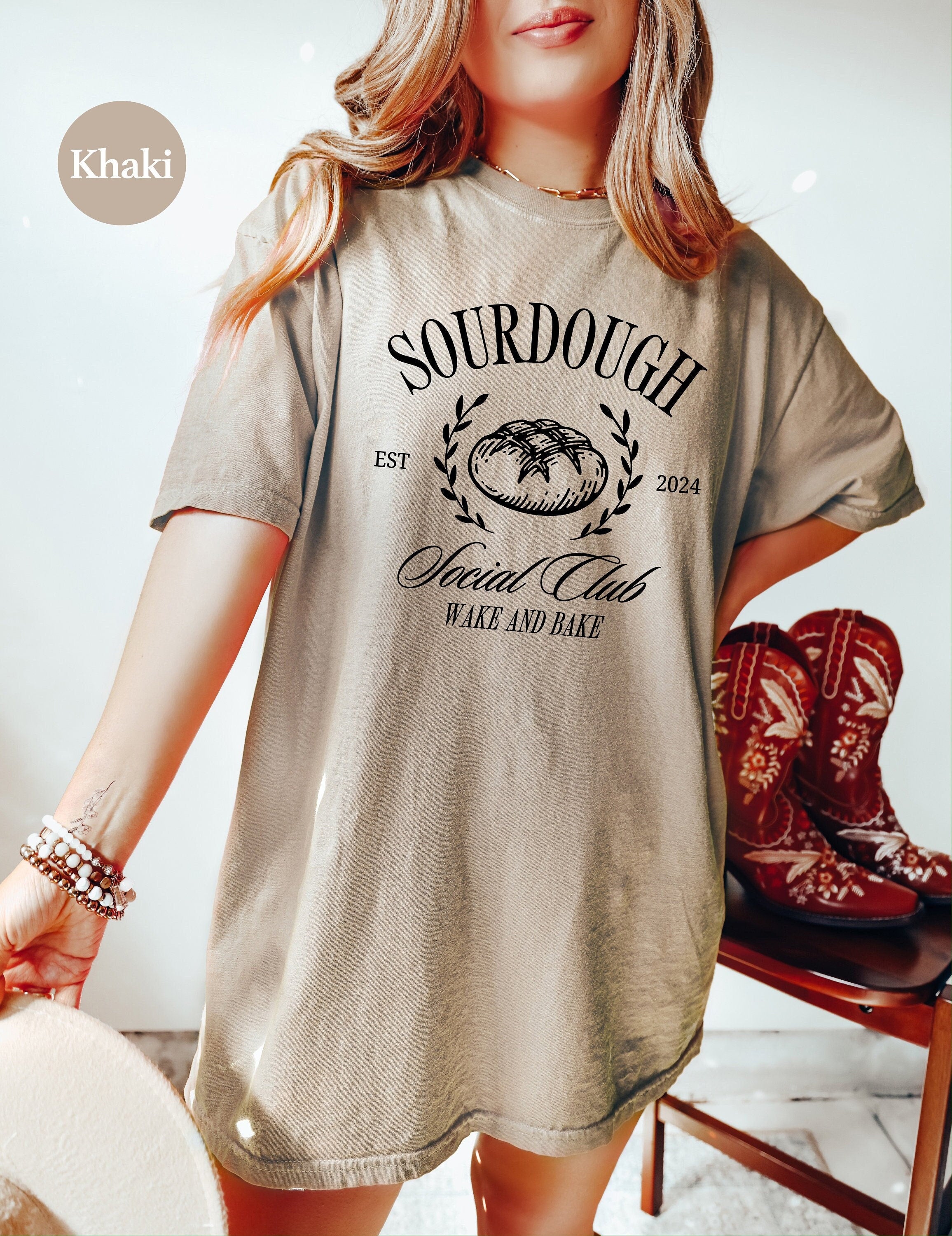 Retro Sourdough Social Club Comfort Colors Shirt, Sourdough Baking Lovers T-Shirt, Sourdough Shirt, Cute Graphic Tee, Sourdough Graphic T