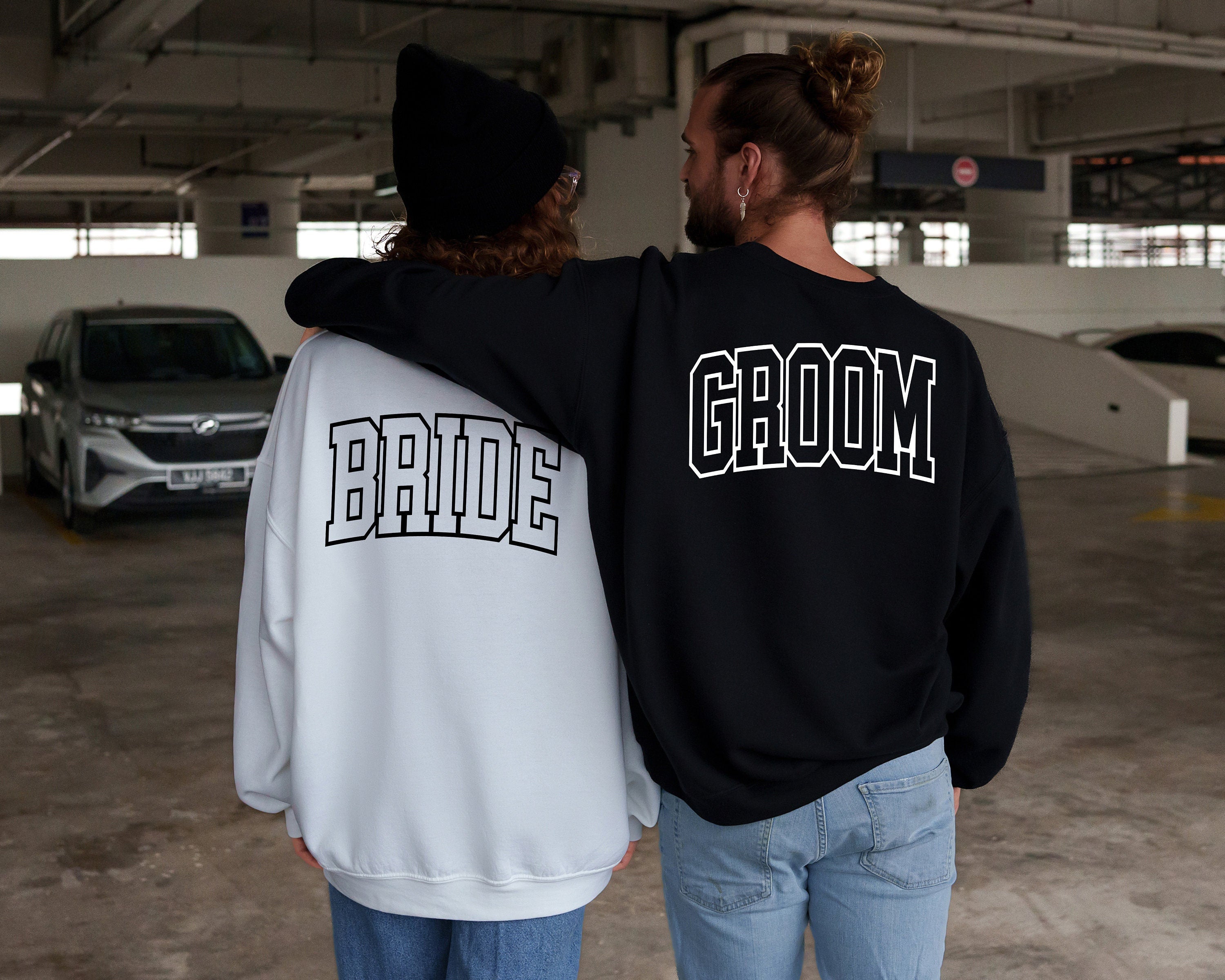 Bride & Groom Wedding Sweatshirt, Mr and Mrs Wedding Engagement Gift, Personalized Bride Gift, Honeymoon Shirts for Husband and Wife