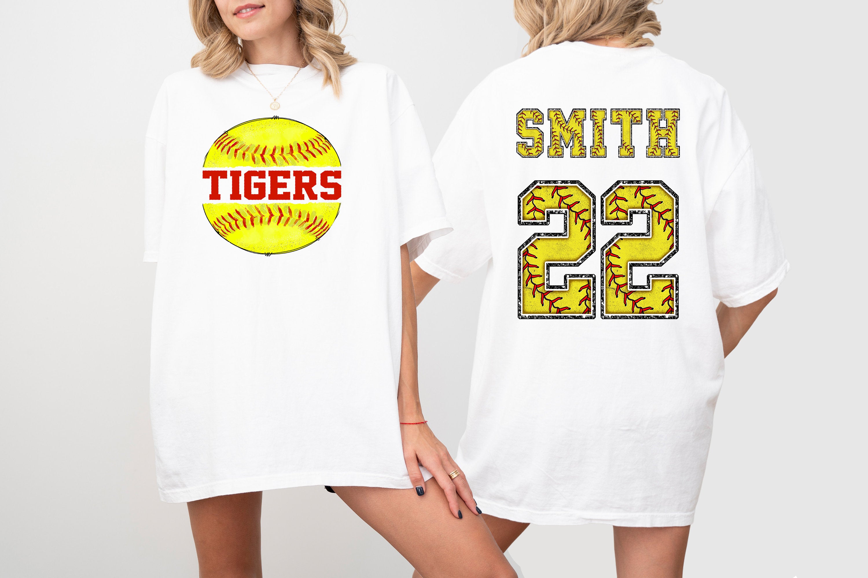 Custom Comfort Colors Tee, Two-sided Softball Tshirt With Custom Number And Name, Sports Shirt, Softball Mom Tee, Personalized Softball Gift