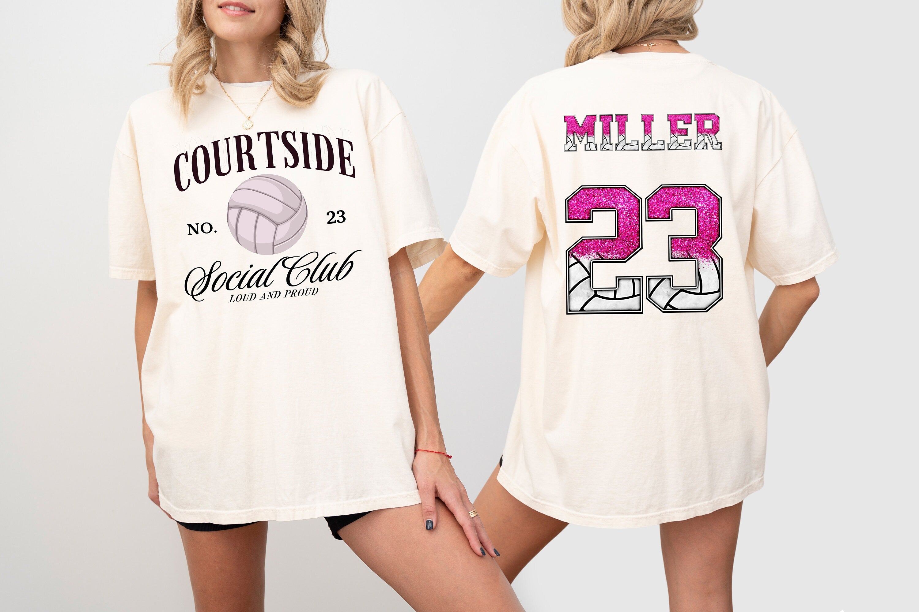 Custom Comfort Colors Tee, Courtside Social Club With Custom Number And Name, Sports Shirt, Vollyball Mom Tee, Personalized Valleyball