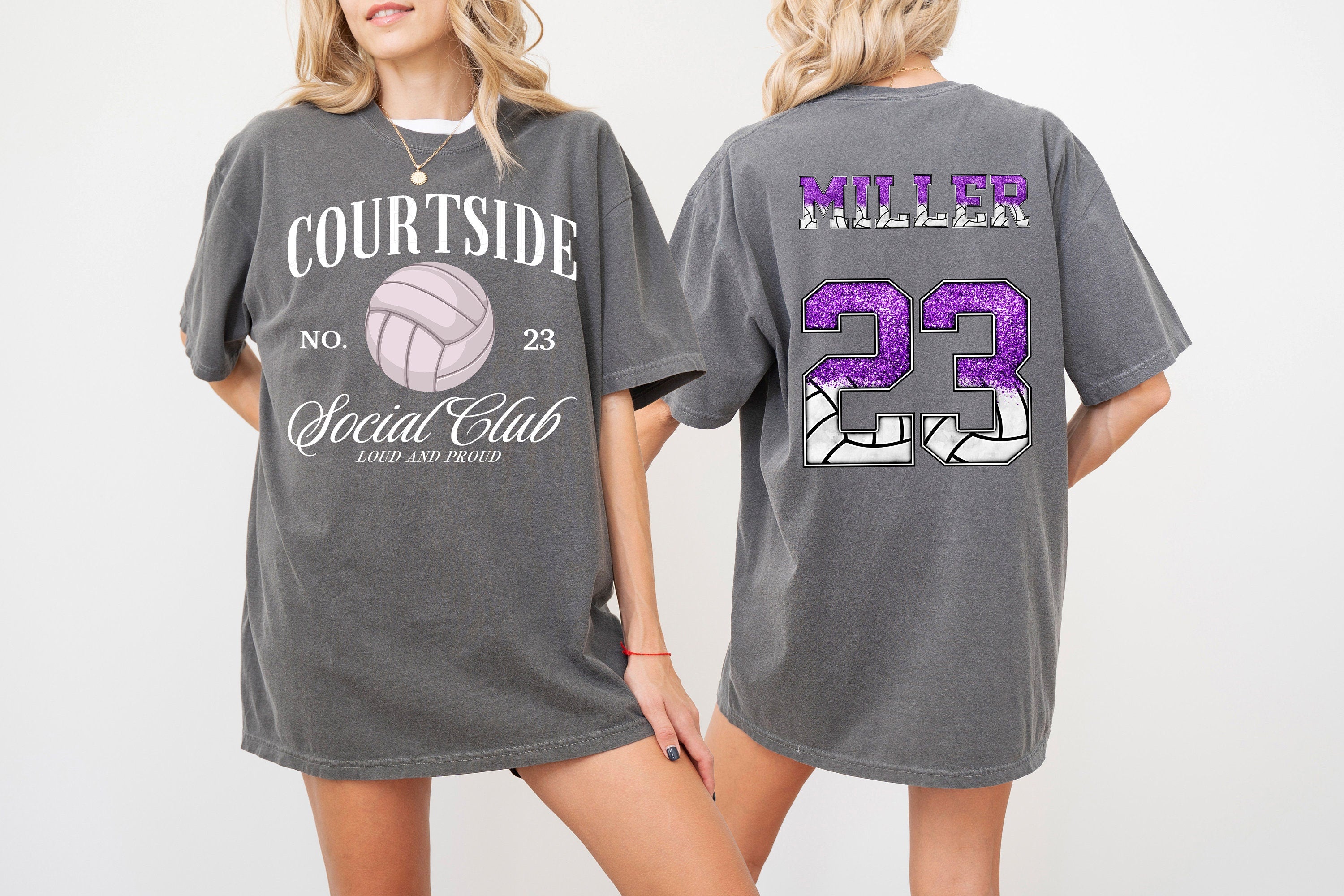 Custom Comfort Colors Tee, Courtside Social Club With Custom Number And Name, Sports Shirt, Vollyball Mom Tee, Personalized Valleyball