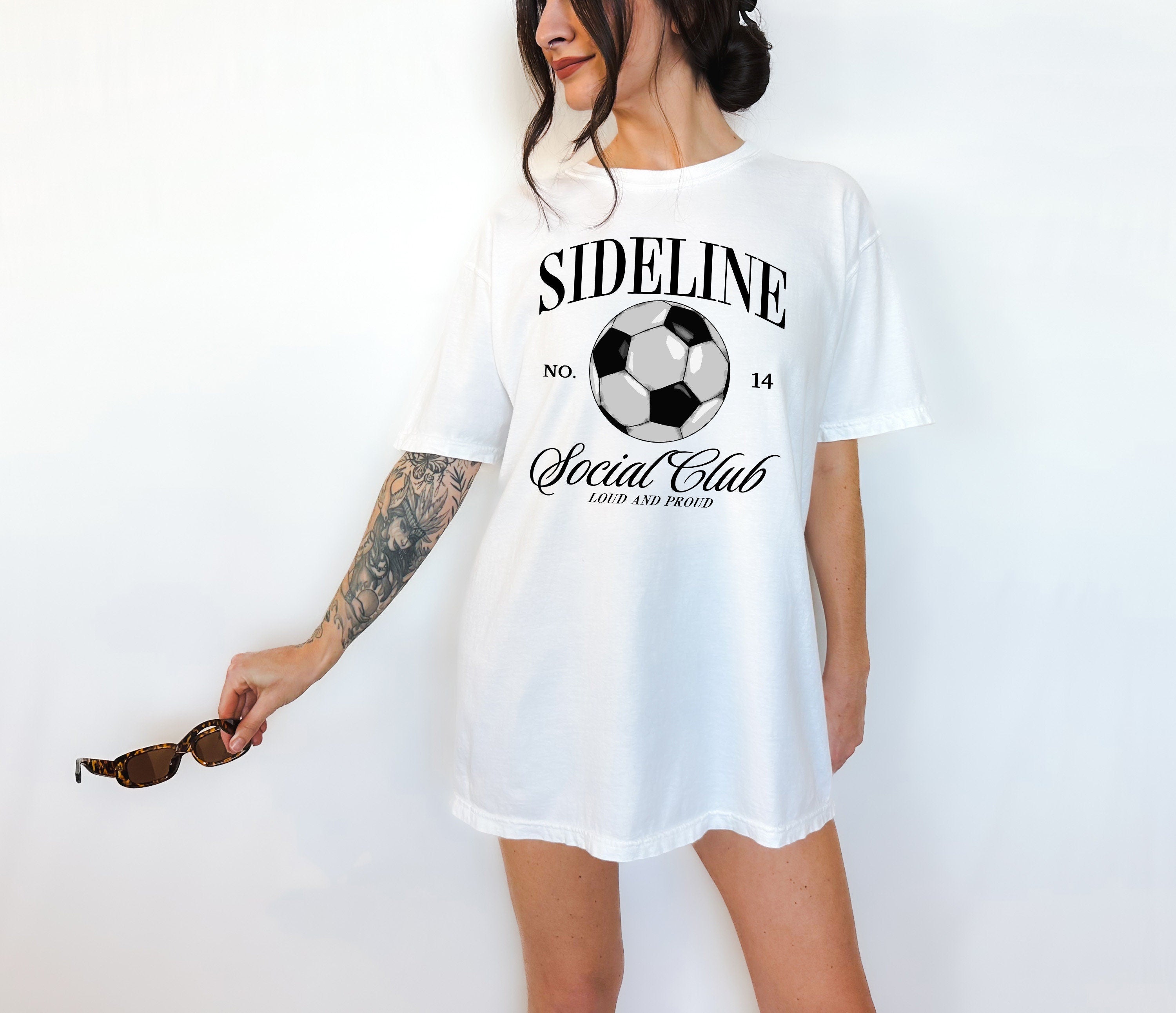 Sideline Social Club Custom Sports Comfort Colors Tee, Two-sided Soccer Tshirt Custom Number Name Soccer Mom Tee Personalized Soccer Shirt