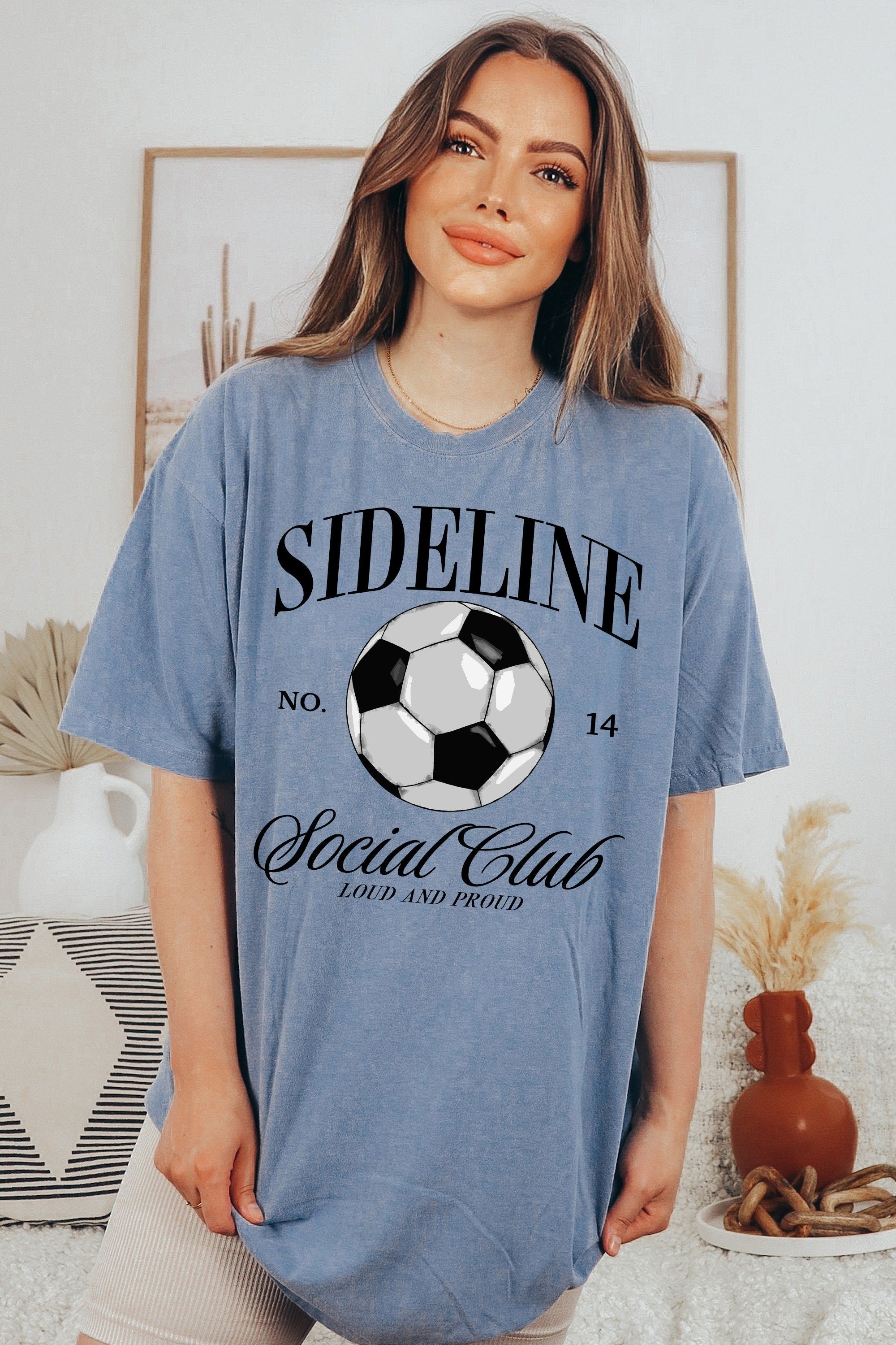 Sideline Social Club Custom Sports Comfort Colors Tee, Two-sided Soccer Tshirt Custom Number Name Soccer Mom Tee Personalized Soccer Shirt