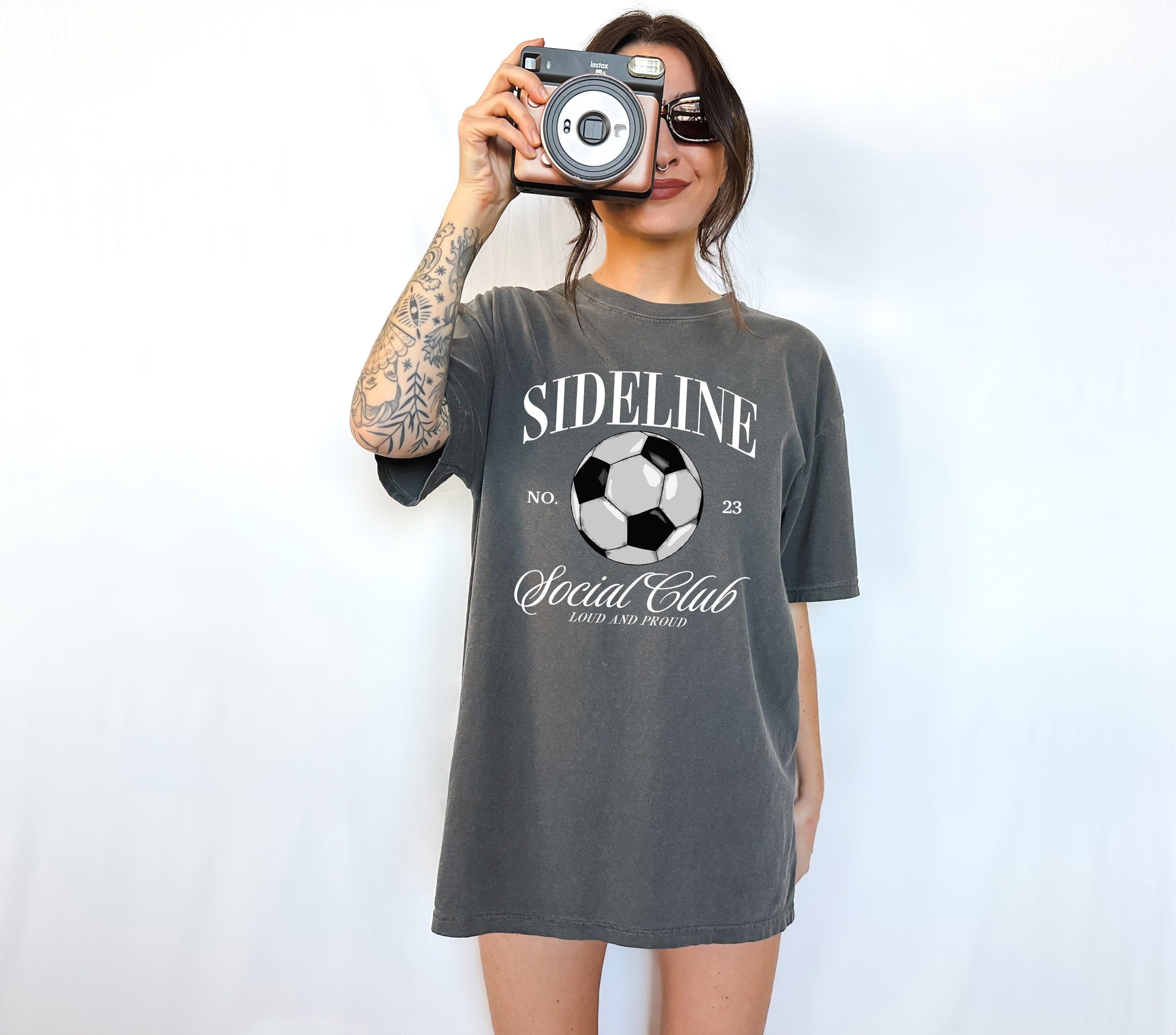 Sideline Social Club Custom Sports Comfort Colors Tee, Two-sided Soccer Tshirt Custom Number Name Soccer Mom Tee Personalized Soccer Shirt