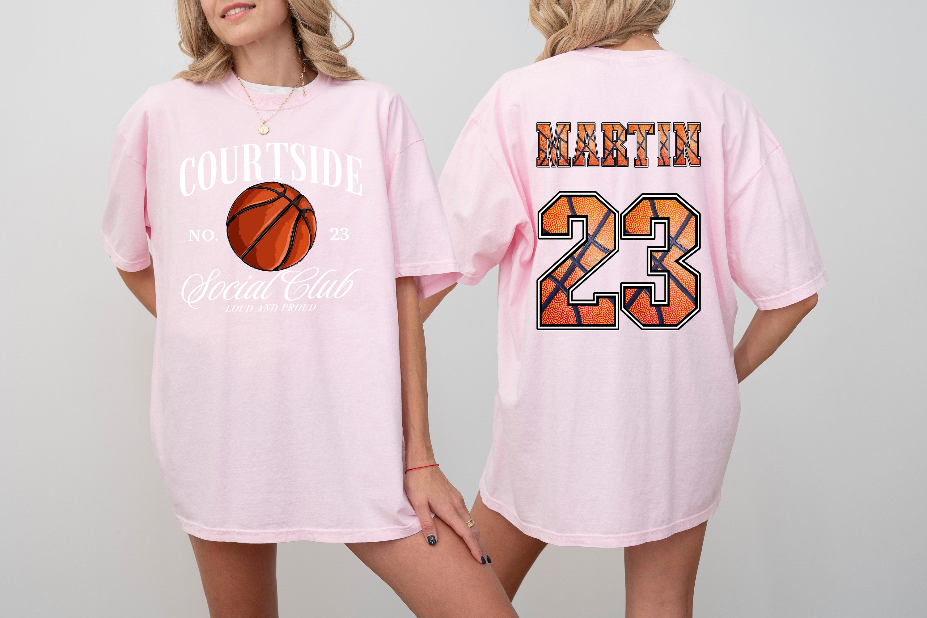 Custom Court Side Social Club Basketball Comfort Colors T Two-sided Basketball shirt Custom Number Name Sports Mom Tee Personalized Bball T