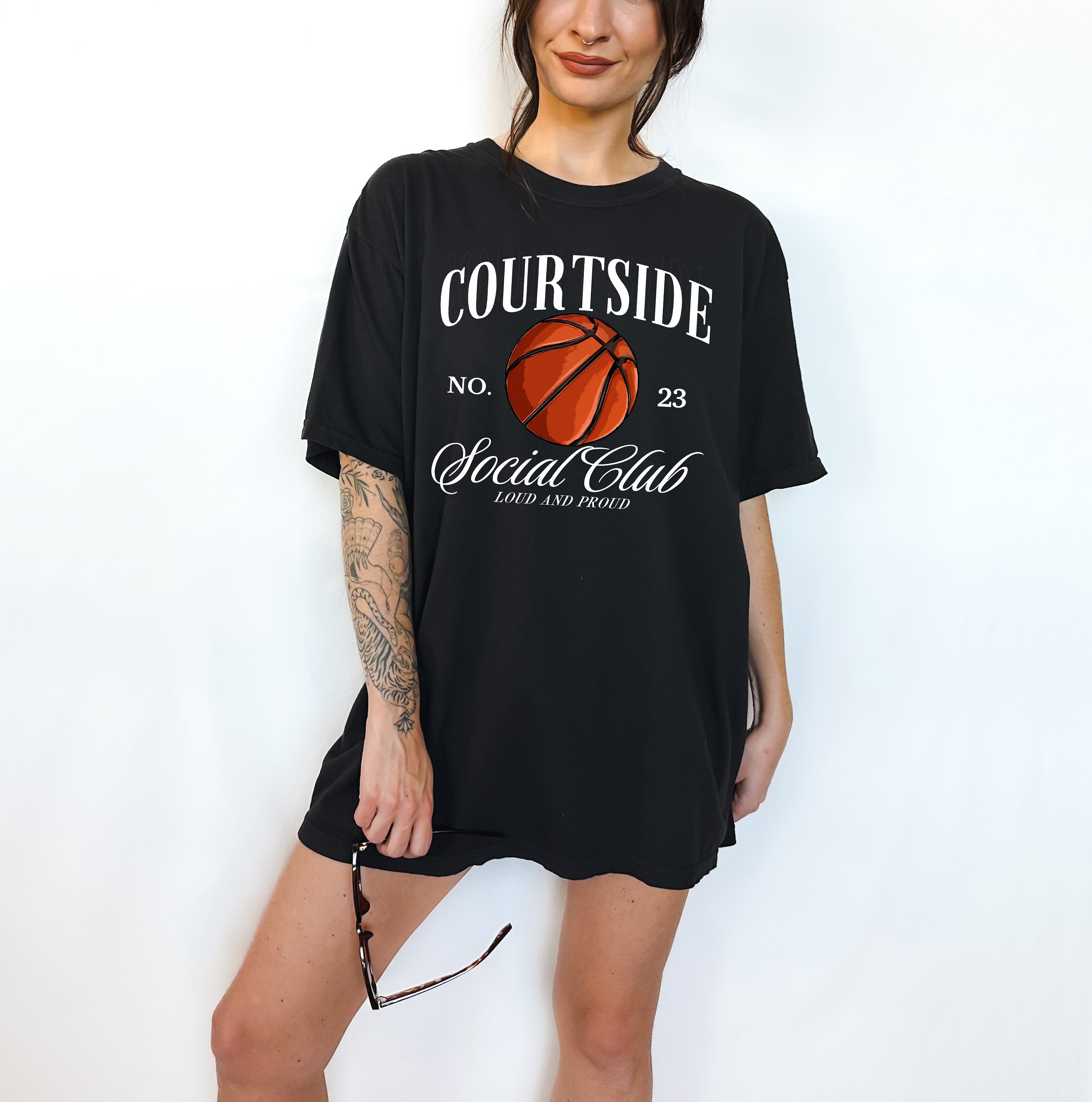 Court Side Social Club Custom Sports Comfort Colors T Two-sided Basketball Tshirt Custom Number Name Bball Mom Tee Personalized Bball Shirt