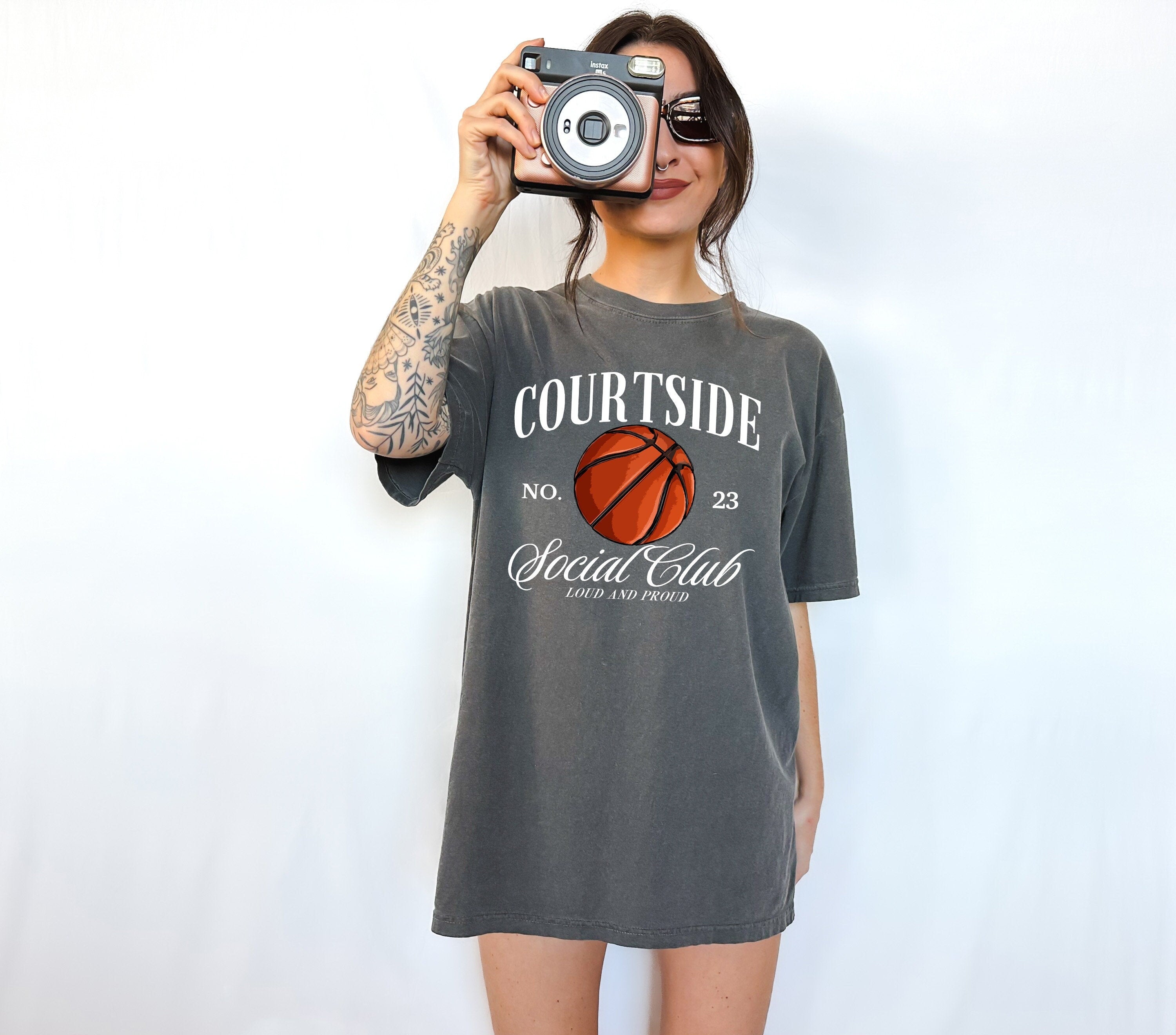 Court Side Social Club Custom Sports Comfort Colors T Two-sided Basketball Tshirt Custom Number Name Bball Mom Tee Personalized Bball Shirt