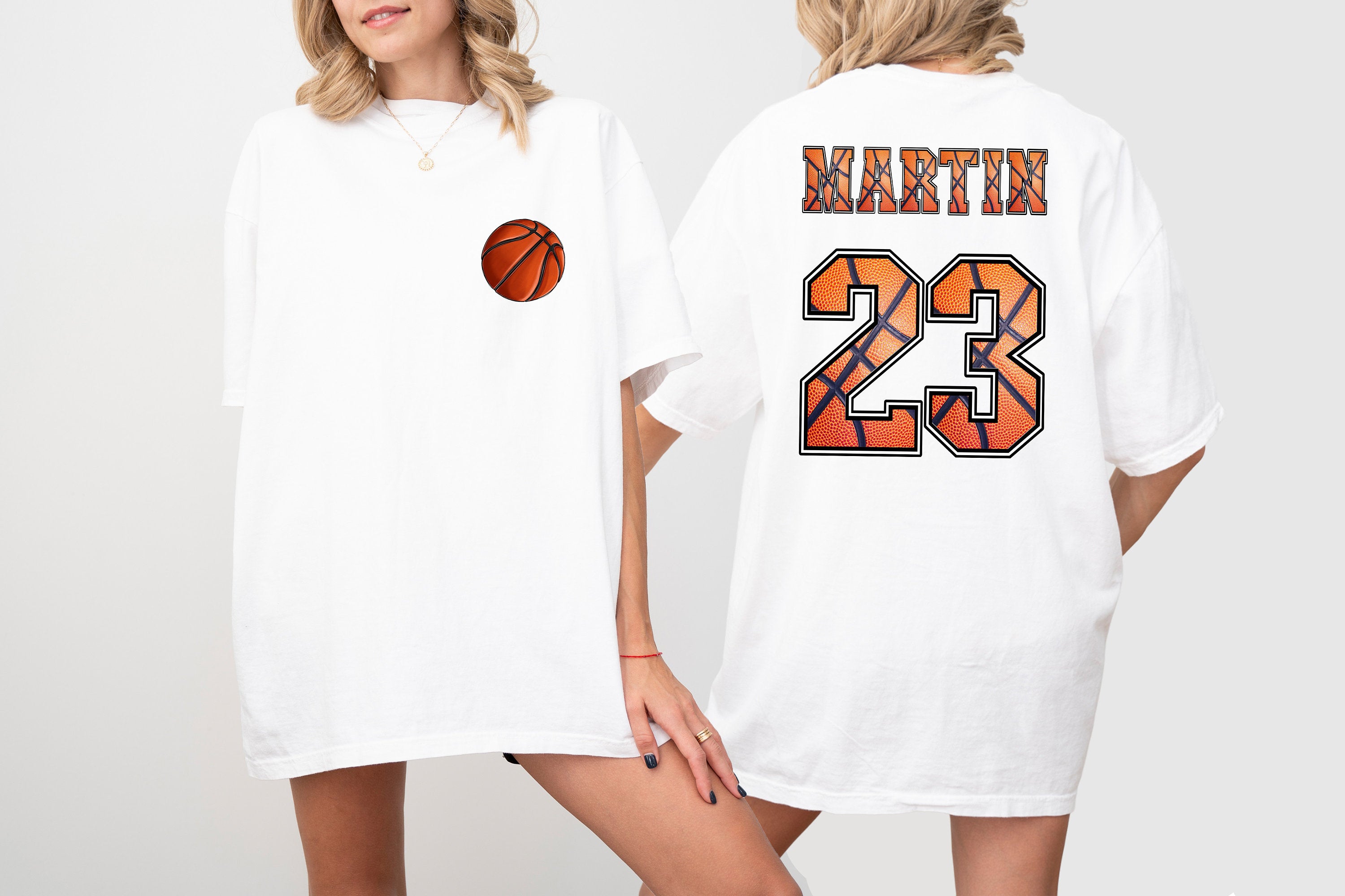 Custom Basketball Comfort Colors T Shirt Two-sided Basketball shirt Custom Number Name Sports Mom Tee Personalized Bball T