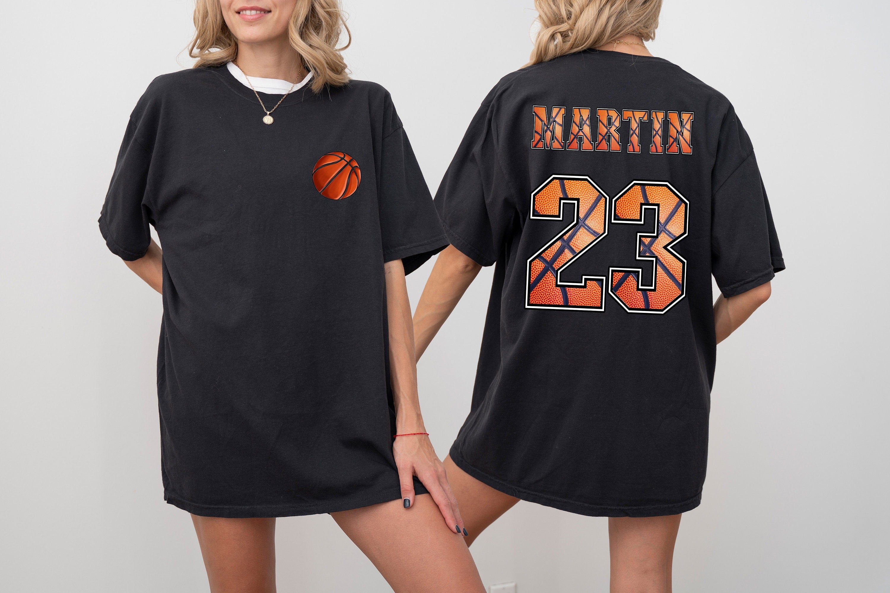 Custom Basketball Comfort Colors T Shirt Two-sided Basketball shirt Custom Number Name Sports Mom Tee Personalized Bball T