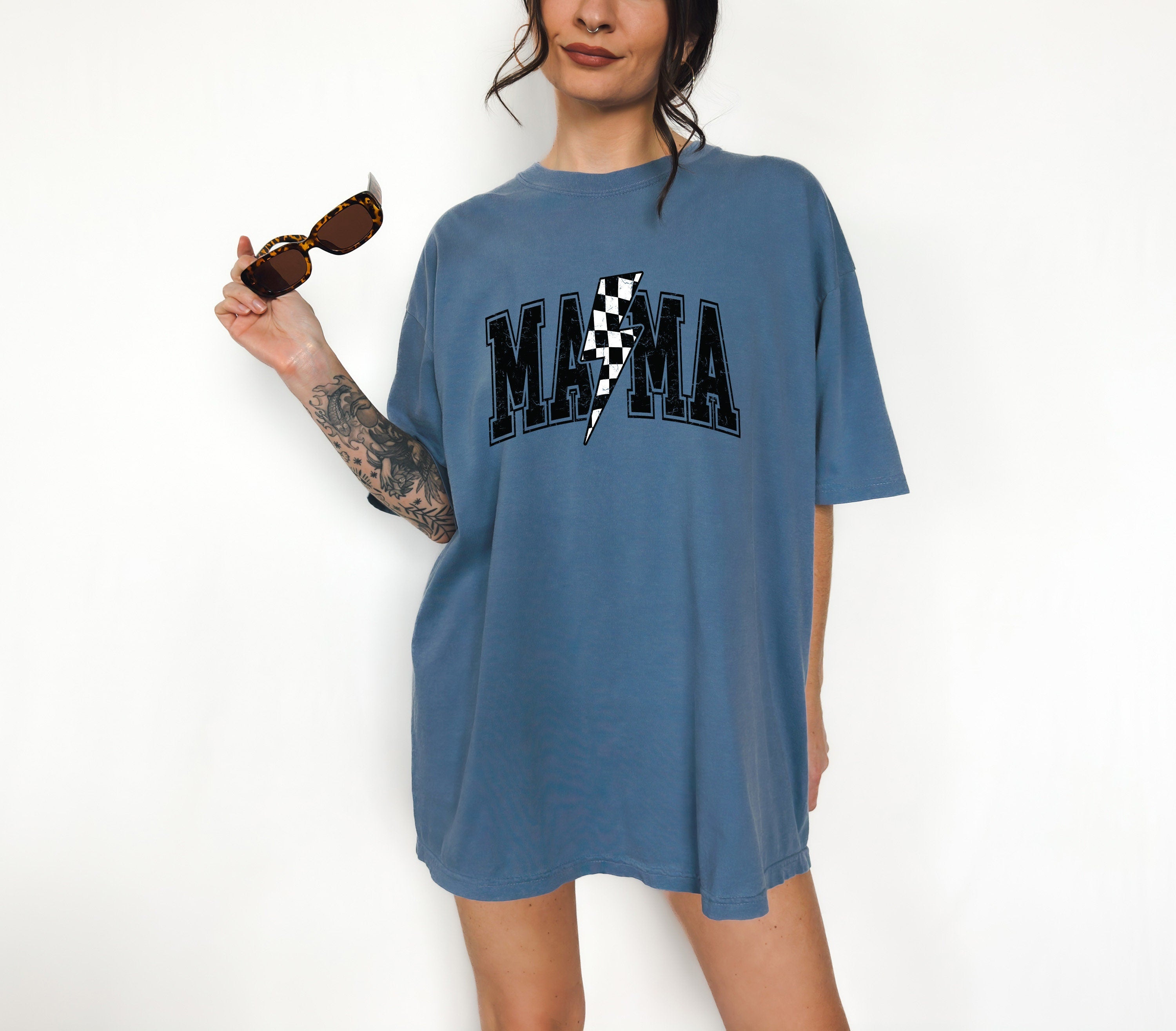 Retro Checkered Mama Comfort Colors Tee, New Mom Shirt Mother's Day T-Shirt, Mothers Day Gift Vintage Distressed Graphic T Checkered Momma T