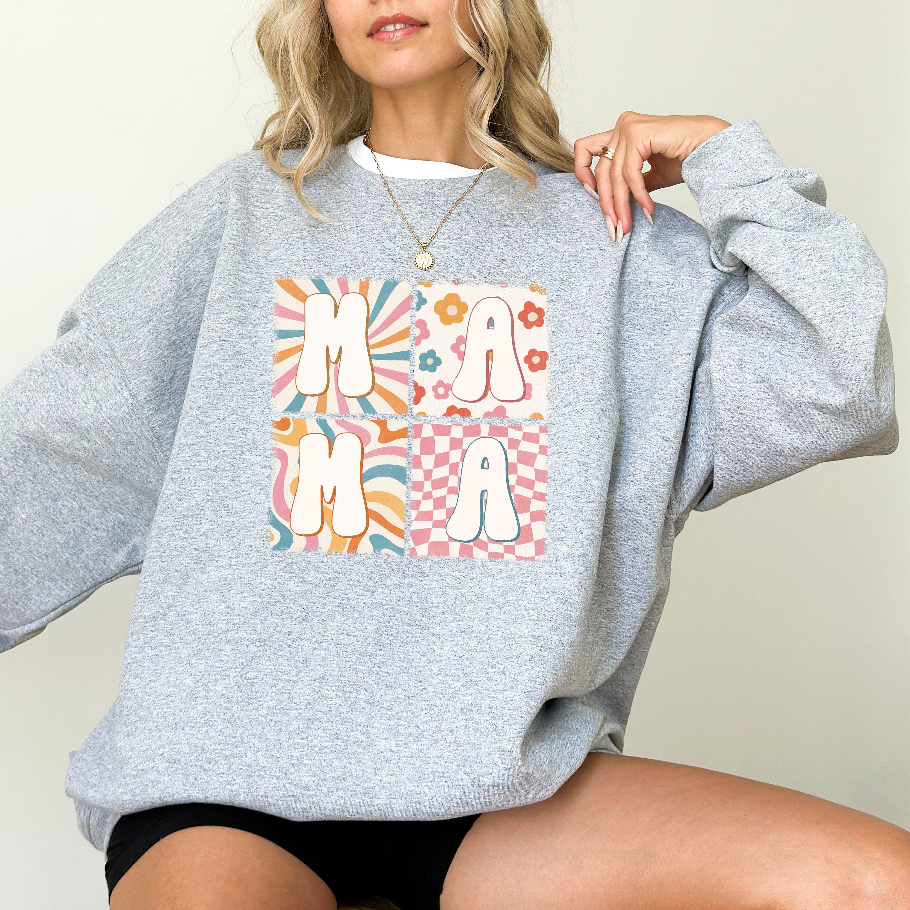 Floral Retro Mama Sweatshirt, Mother's Day Gift, Mother's Day Sweater, Mama Crewneck, Momma Crew, Vintage Sweater,