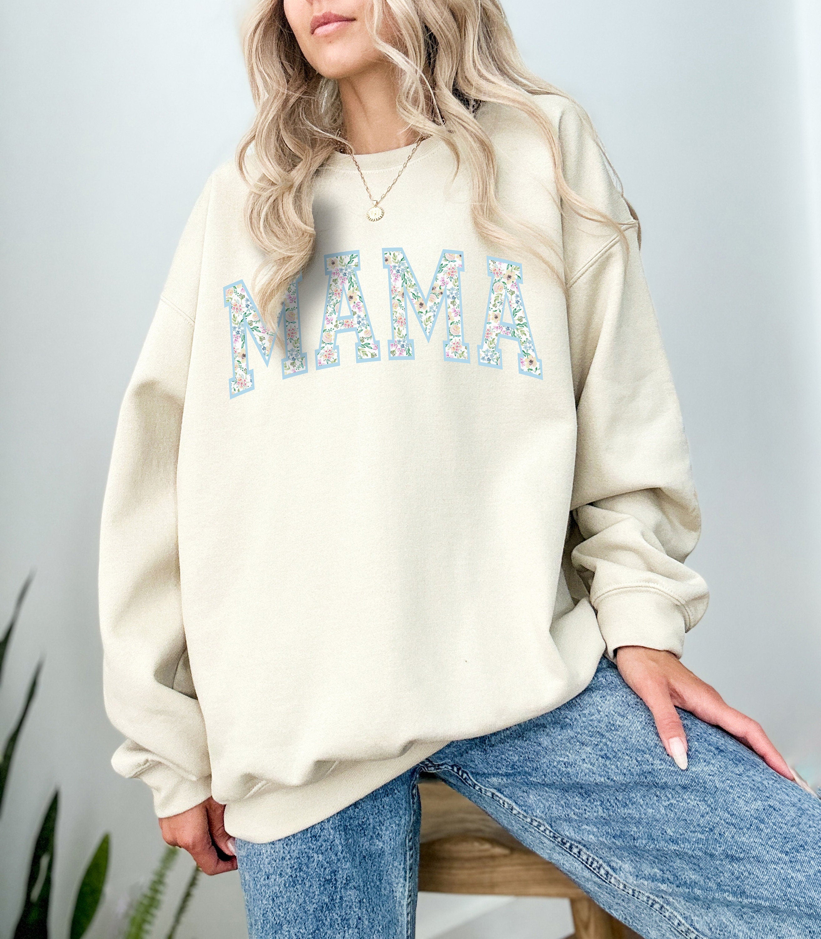 Floral Retro Mama Varsity Sweatshirt, Mother's Day Gift, Mother's Day Sweater, Mama Crewneck, Momma Crew, Vintage Sweater,