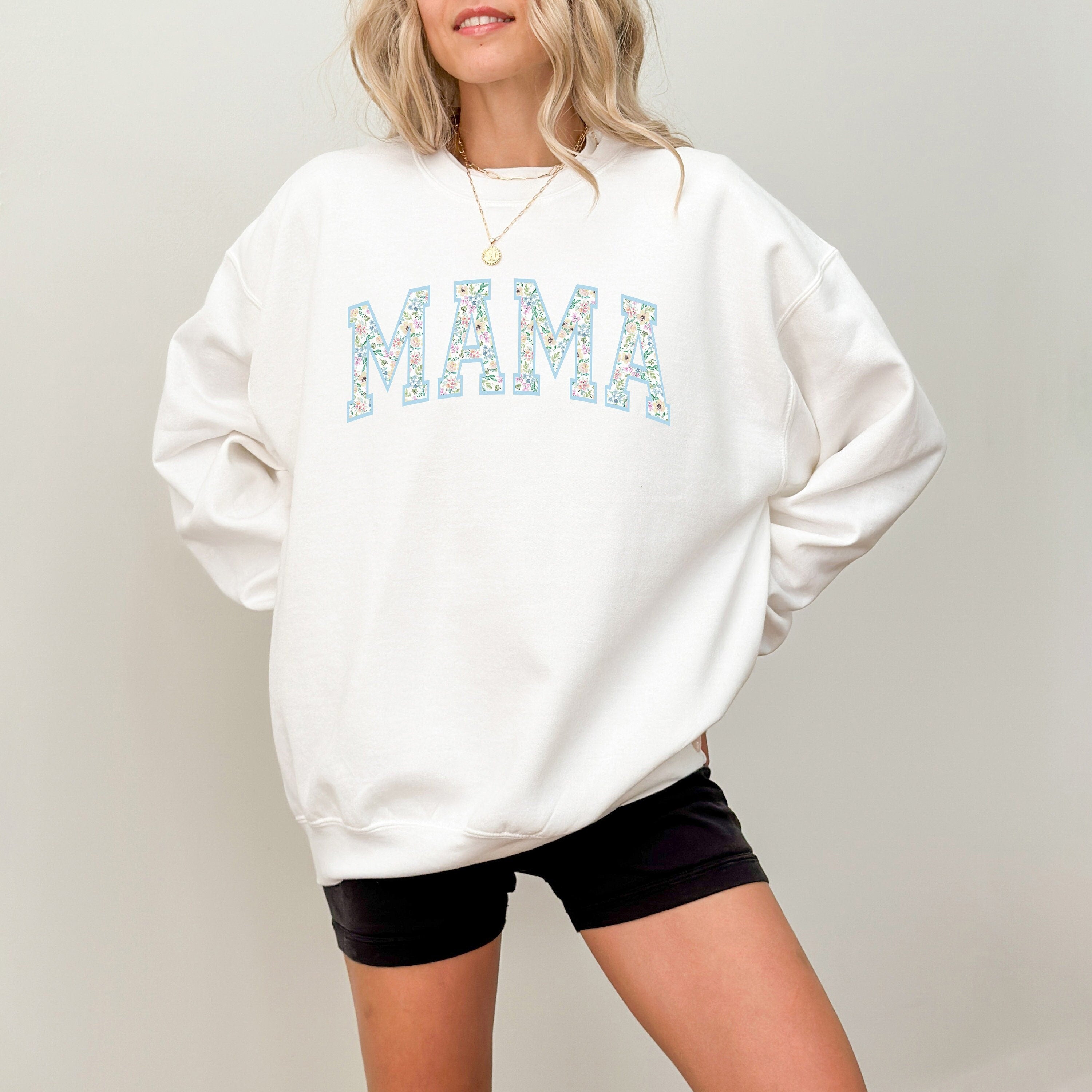 Floral Retro Mama Varsity Sweatshirt, Mother's Day Gift, Mother's Day Sweater, Mama Crewneck, Momma Crew, Vintage Sweater,