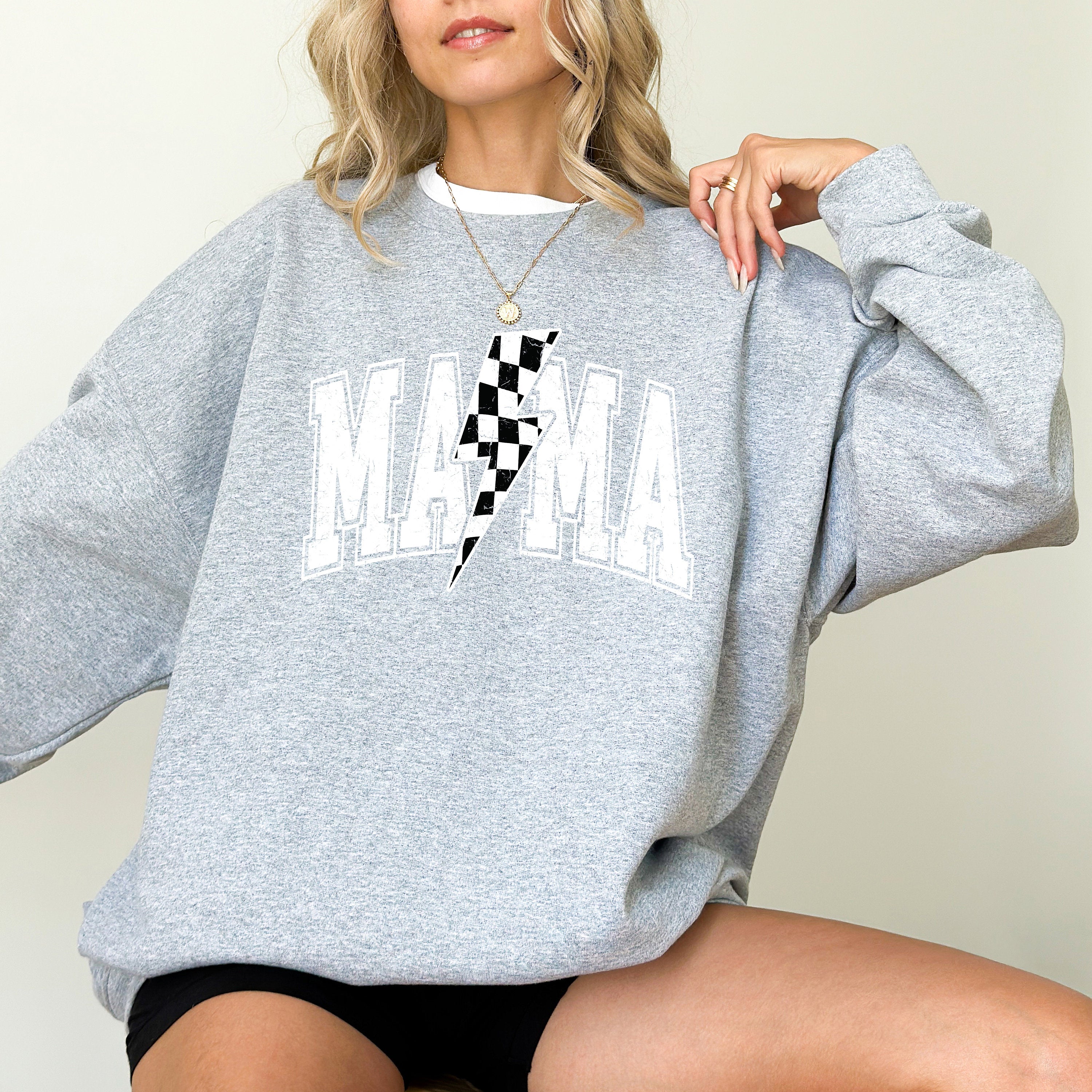 Retro Checkered Mama Sweatshirt, Mother's Day Gift, Mother's Day Sweater, Mama Crewneck, Momma Crew, Vintage Sweater,