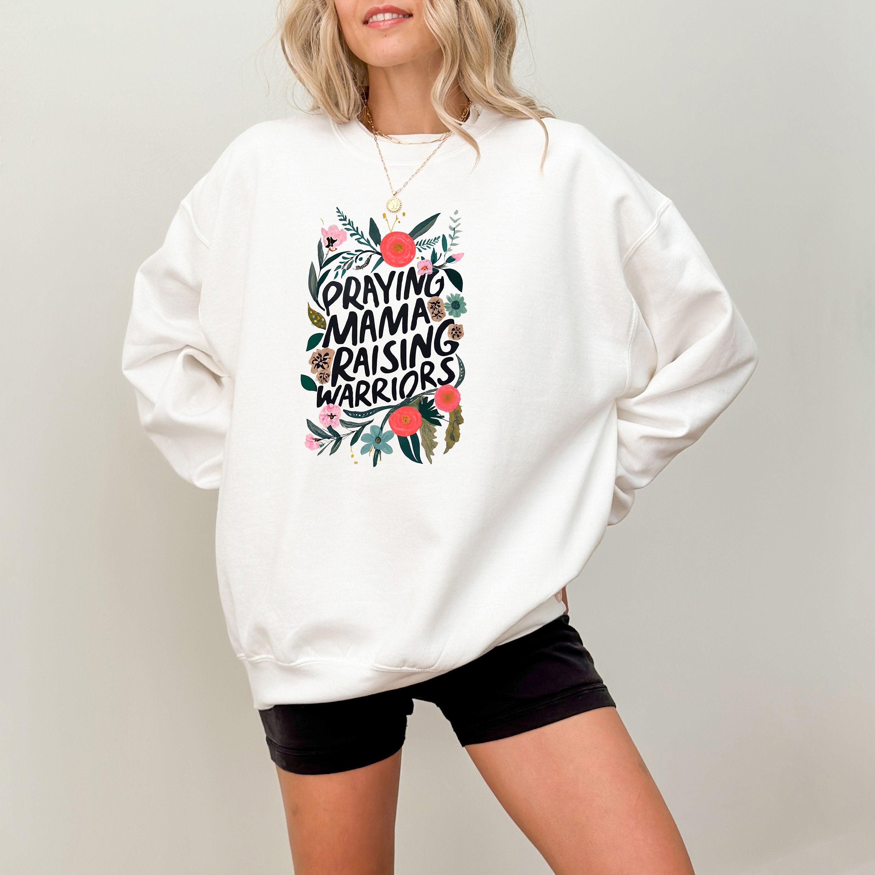 Retro Mama Sweatshirt, Praying Mama Raising Worriors Mother's Day Gift, Mother's Day Sweater, Mama Crewneck Momma Crew, Vintage Sweater,