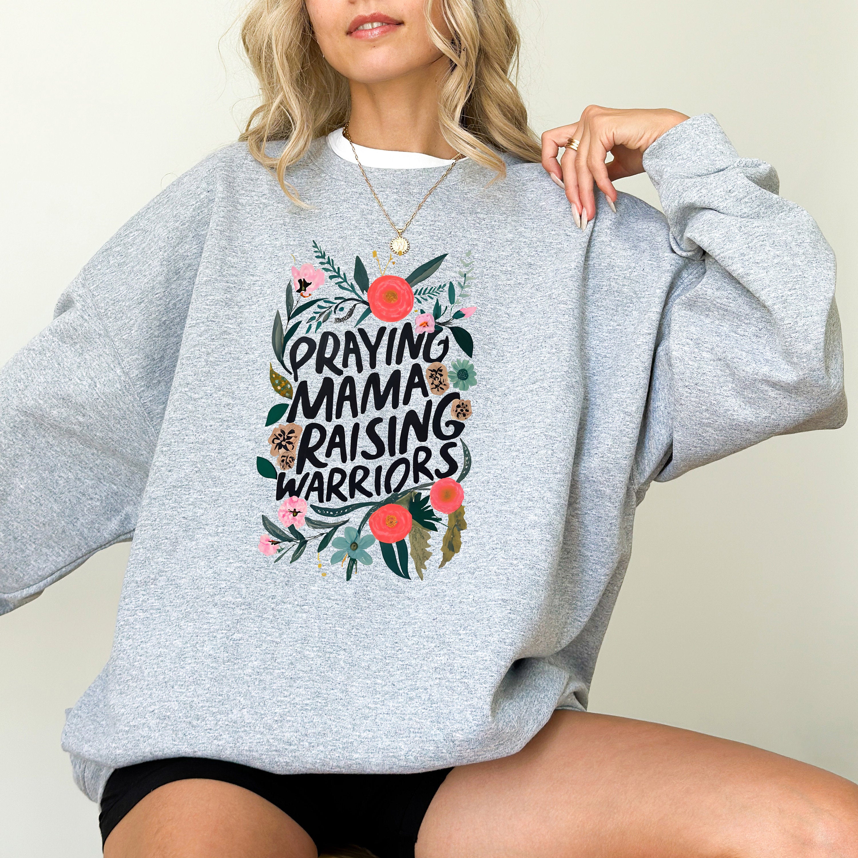 Retro Mama Sweatshirt, Praying Mama Raising Worriors Mother's Day Gift, Mother's Day Sweater, Mama Crewneck Momma Crew, Vintage Sweater,