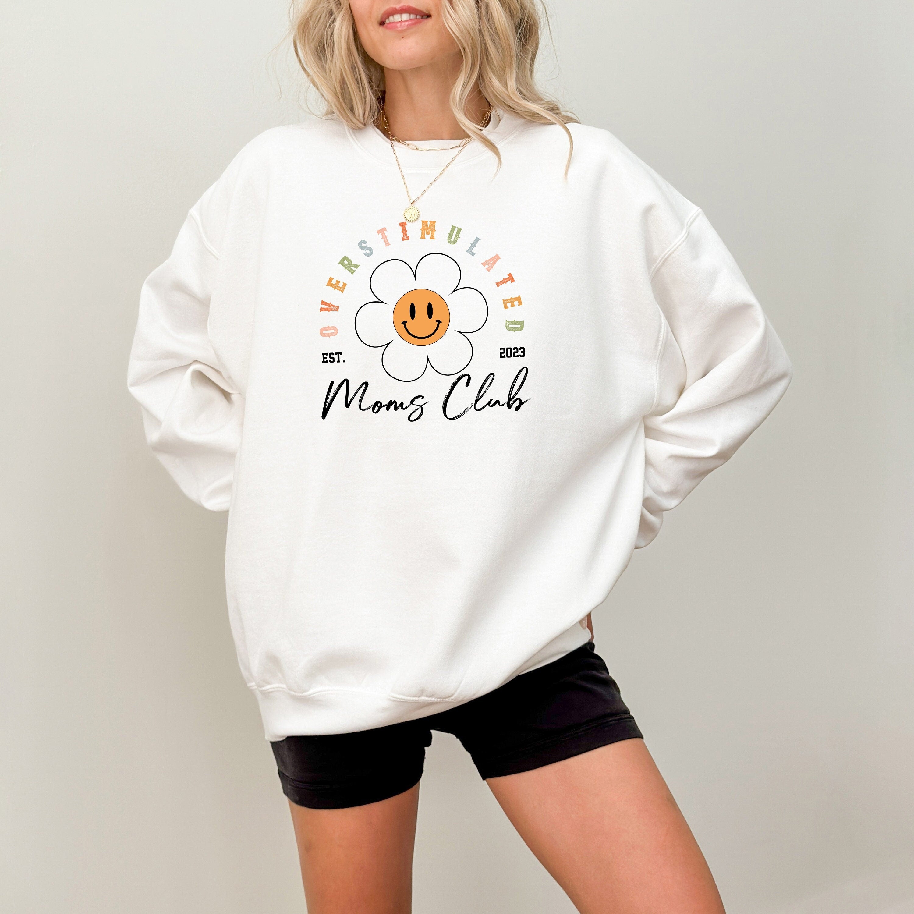 Retro Overstimulated Moms Club Sweatshirt, Funny Mother's Day Gift, Mother's Day Sweater, Mama Crewneck, Momma Crew, Vintage Sweater,