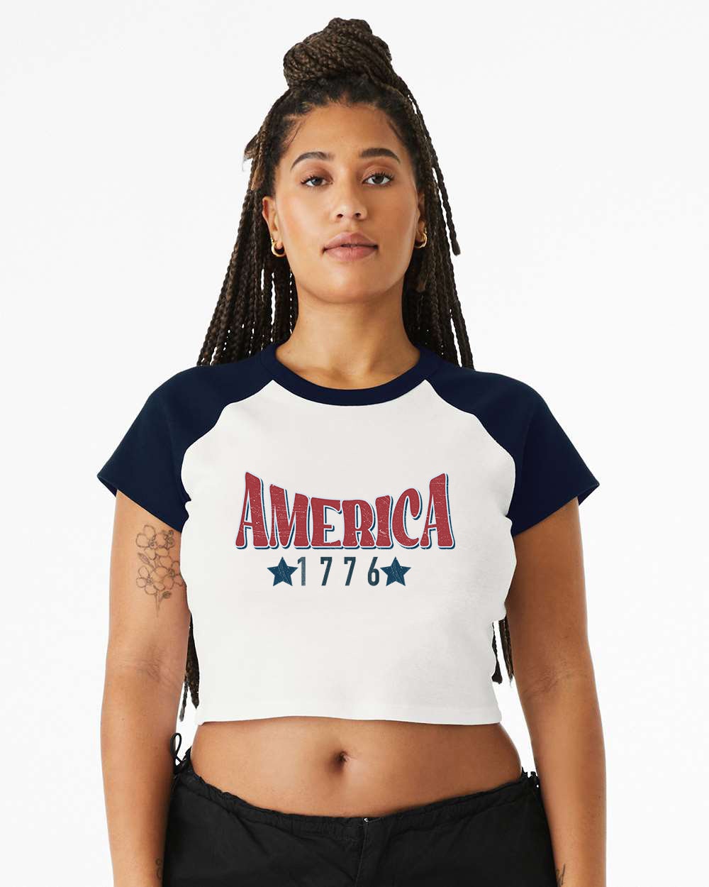 Baby Raglan Crop Top Tee Retro America Stars USA shirt,4th of July tee, Retro funny fourth shirt, Women 4th of July, Vintage Drinking Tee