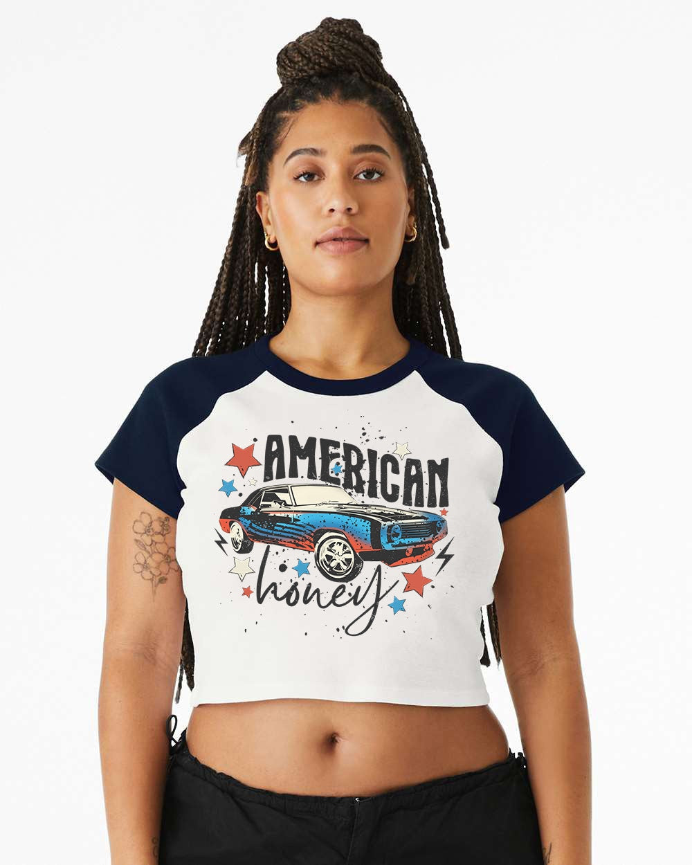 Baby Raglan Crop Top Tee Retro America Stars USA shirt,4th of July tee, Retro funny fourth shirt, Women 4th of July, Vintage Drinking Tee