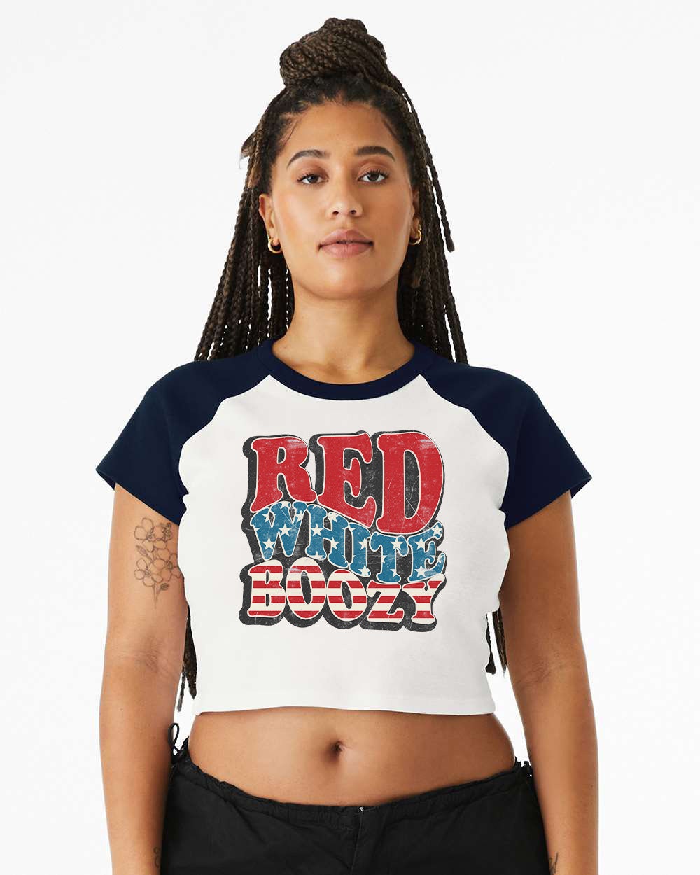 Baby Raglan Crop Top Tee Retro America Stars USA shirt,4th of July tee, Retro funny fourth shirt, Women 4th of July, Red, White, and Boozy