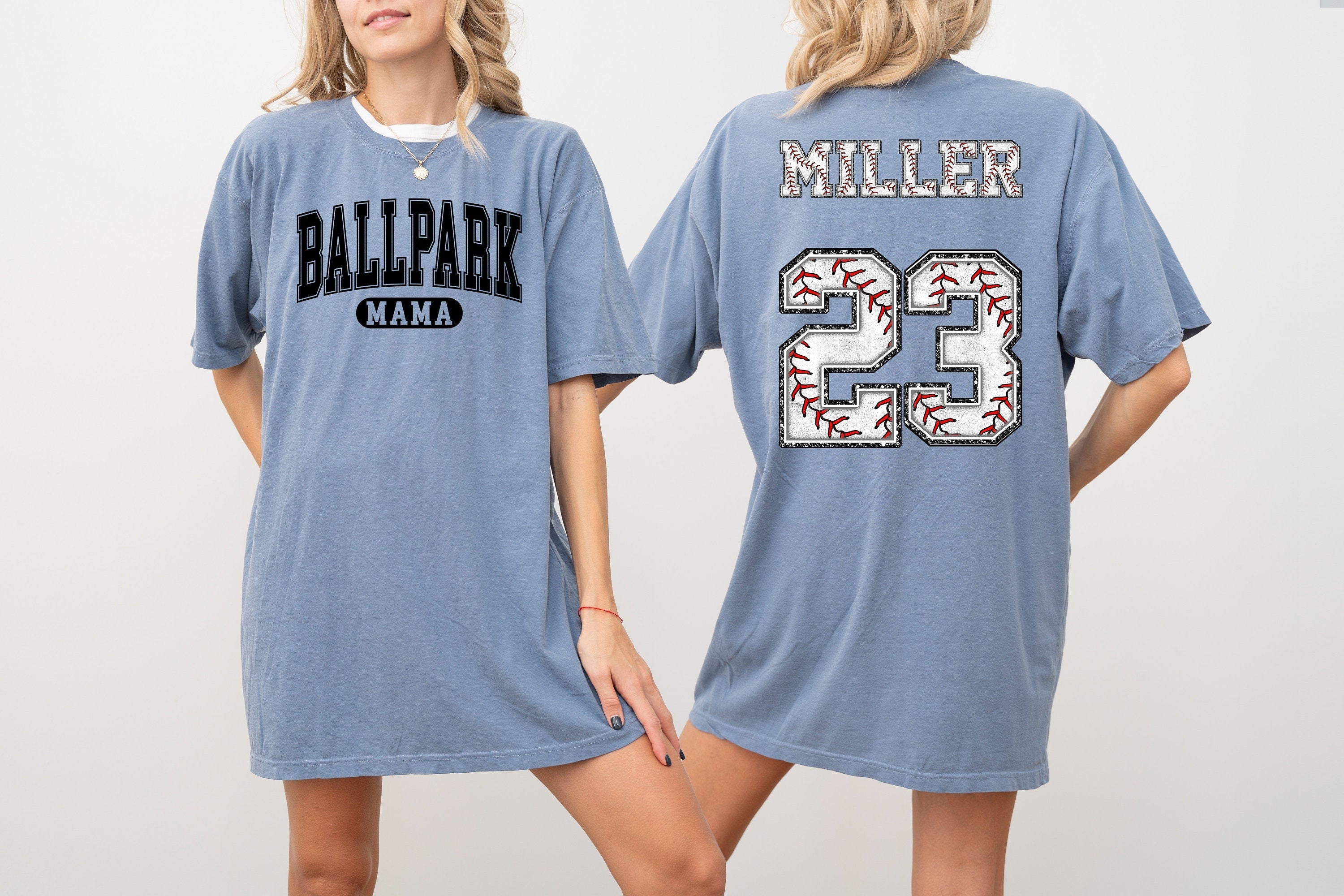 Custom Comfort Colors Tee, Two-sided Baseball Tshirt With Custom Number And Name, Sports Shirt, Baseball Mom Tee, Personalized Baseball Gift