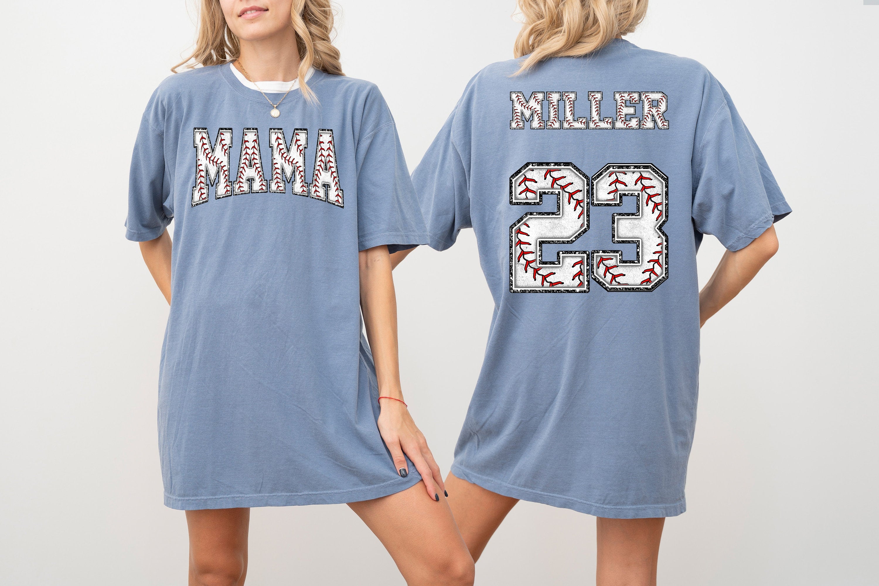 Custom Comfort Colors Tee, Two-sided Baseball Tshirt With Custom Number And Name, Sports Shirt, Baseball Mom Tee, Personalized Baseball Gift