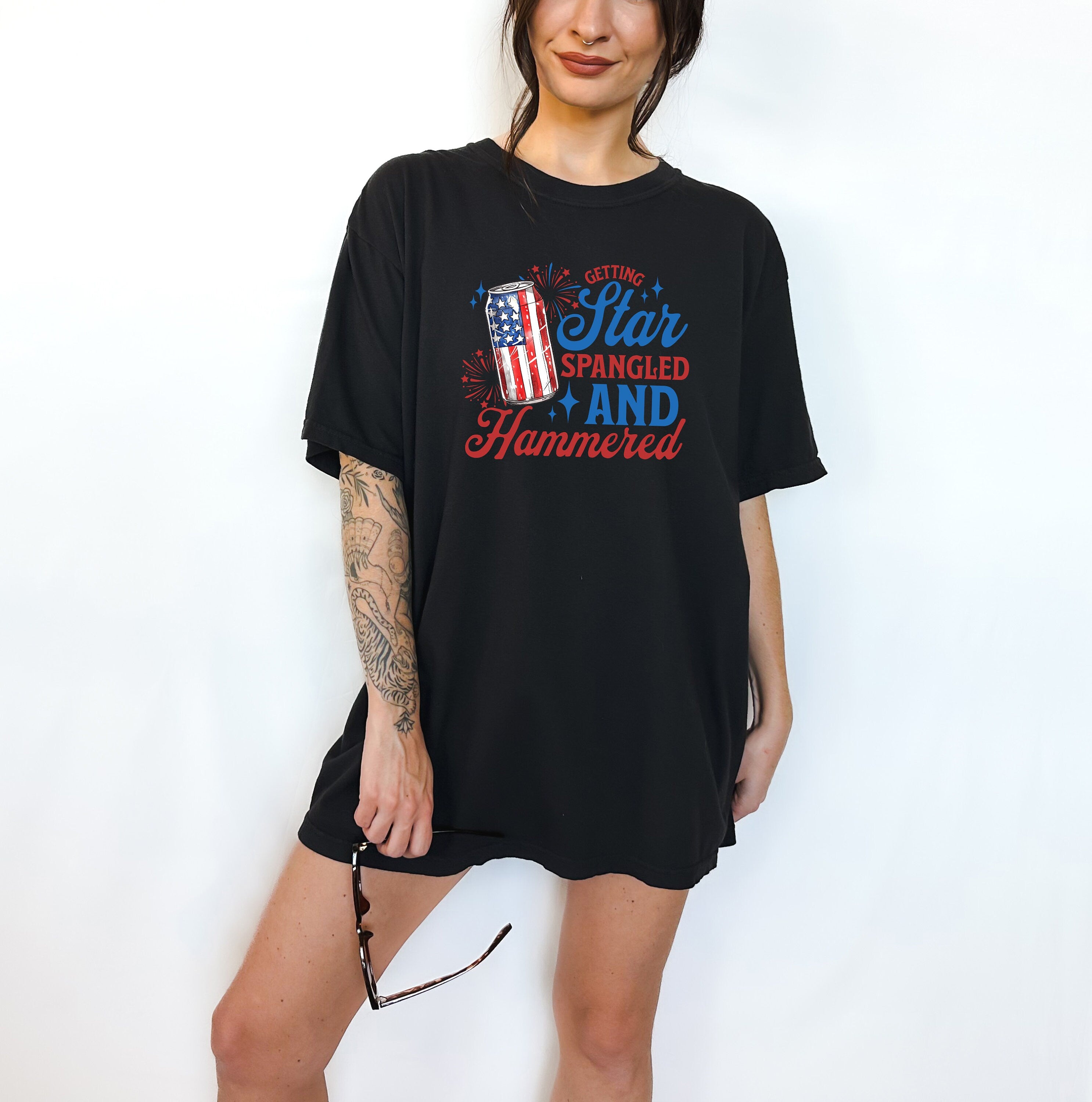 Retro Star Spangled and Hammered Comfort Colors shirt Cute July fourth shirt Womens 4th of July Tee America Patriotic Shirt Independence Day